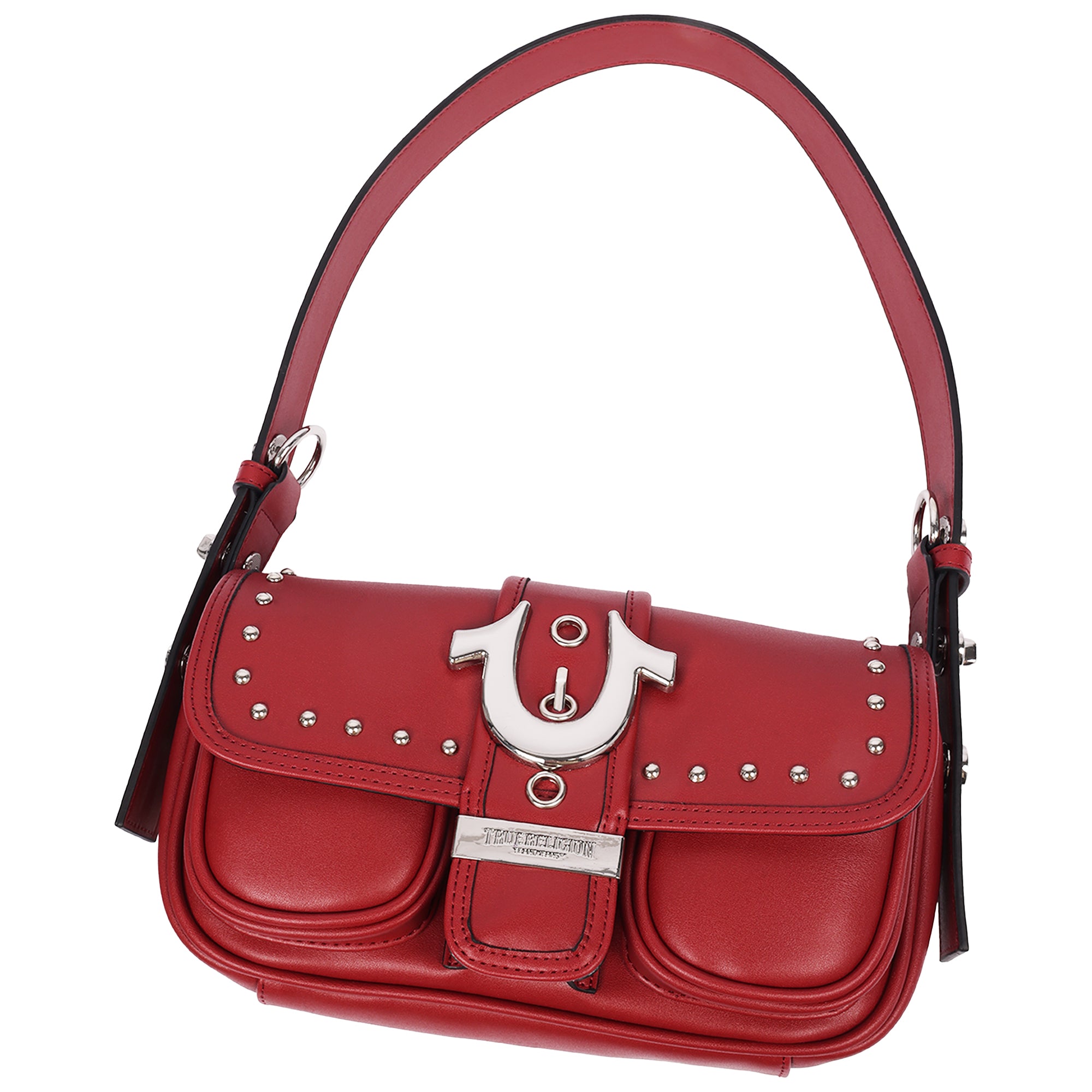 True Religion Smooth Moto Studded Shoulder Bag
