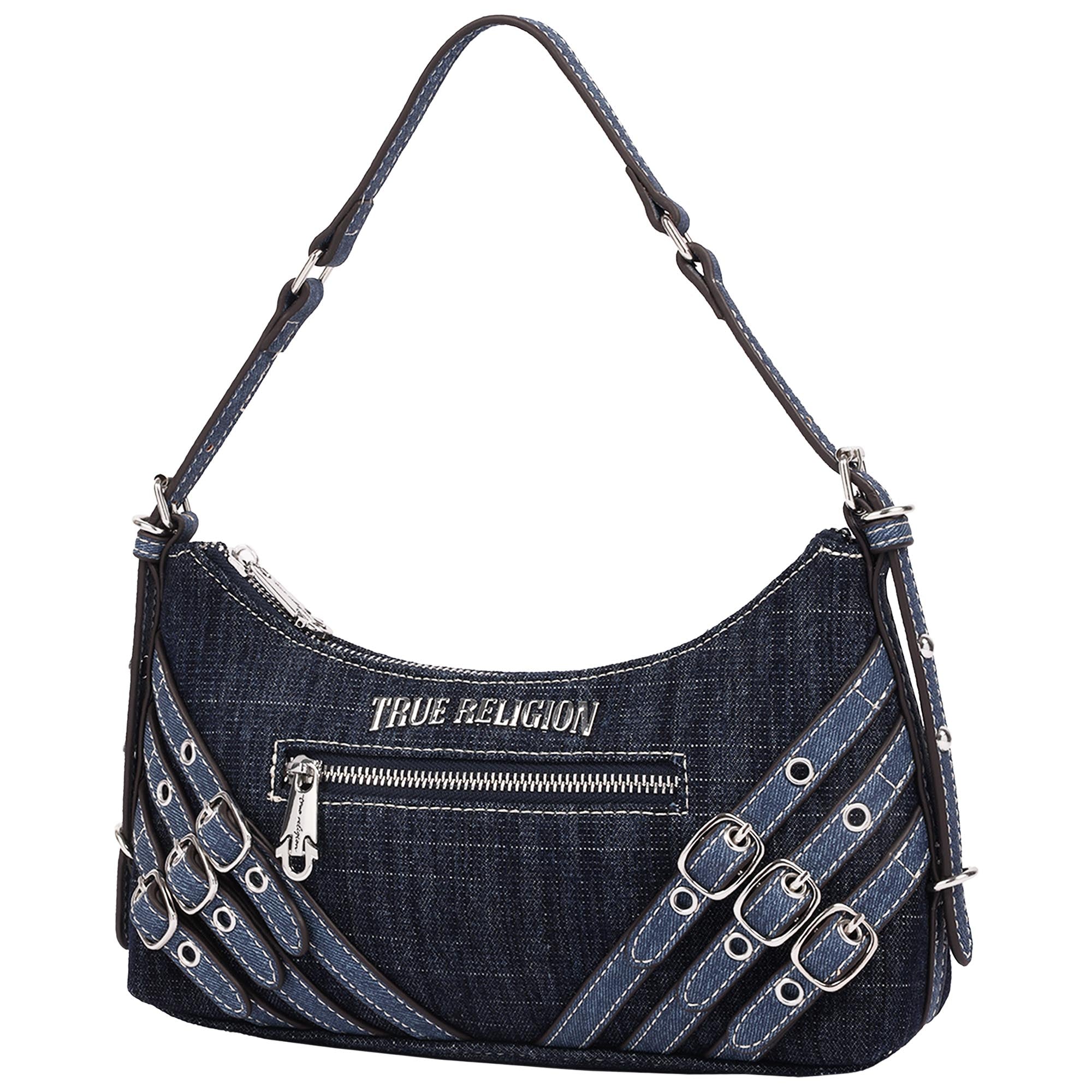 True Religion Triple Straps Denim Shoulder Bag