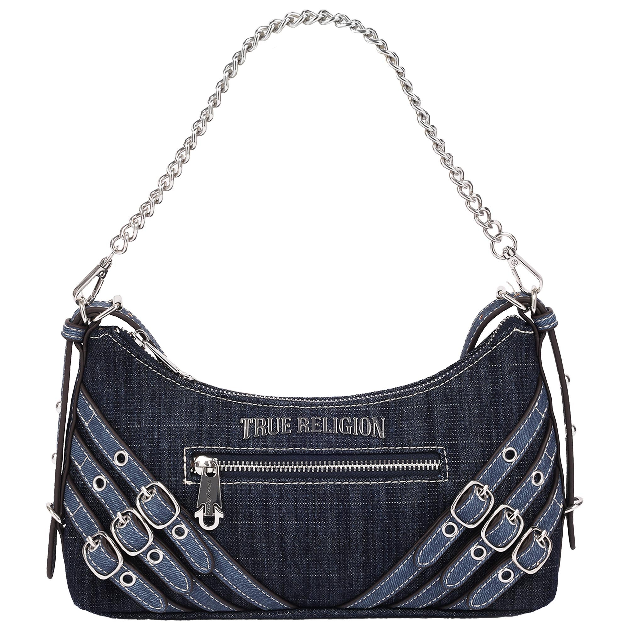 True Religion Triple Straps Denim Shoulder Bag