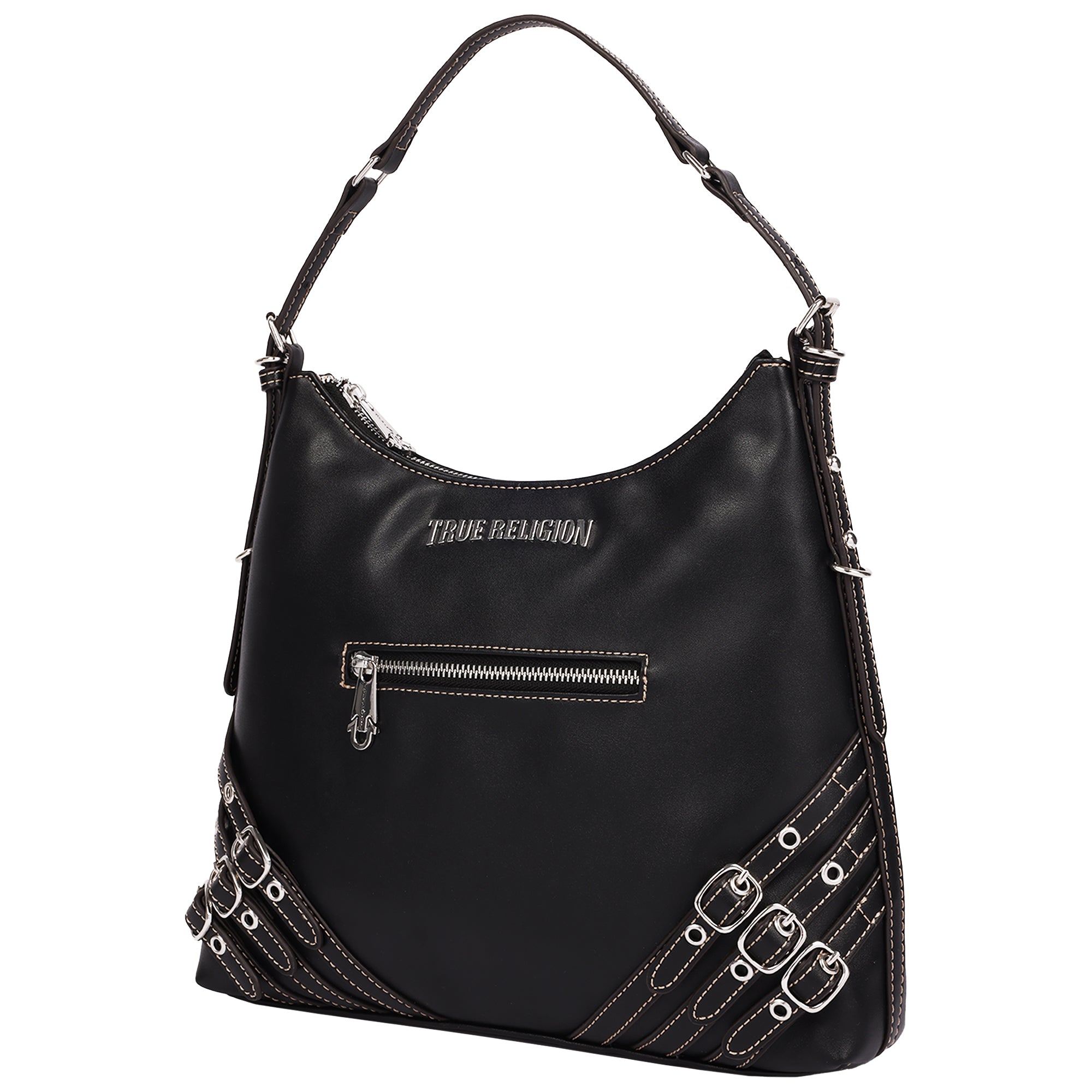 True Religion Triple Straps Large PU Hobo Bag