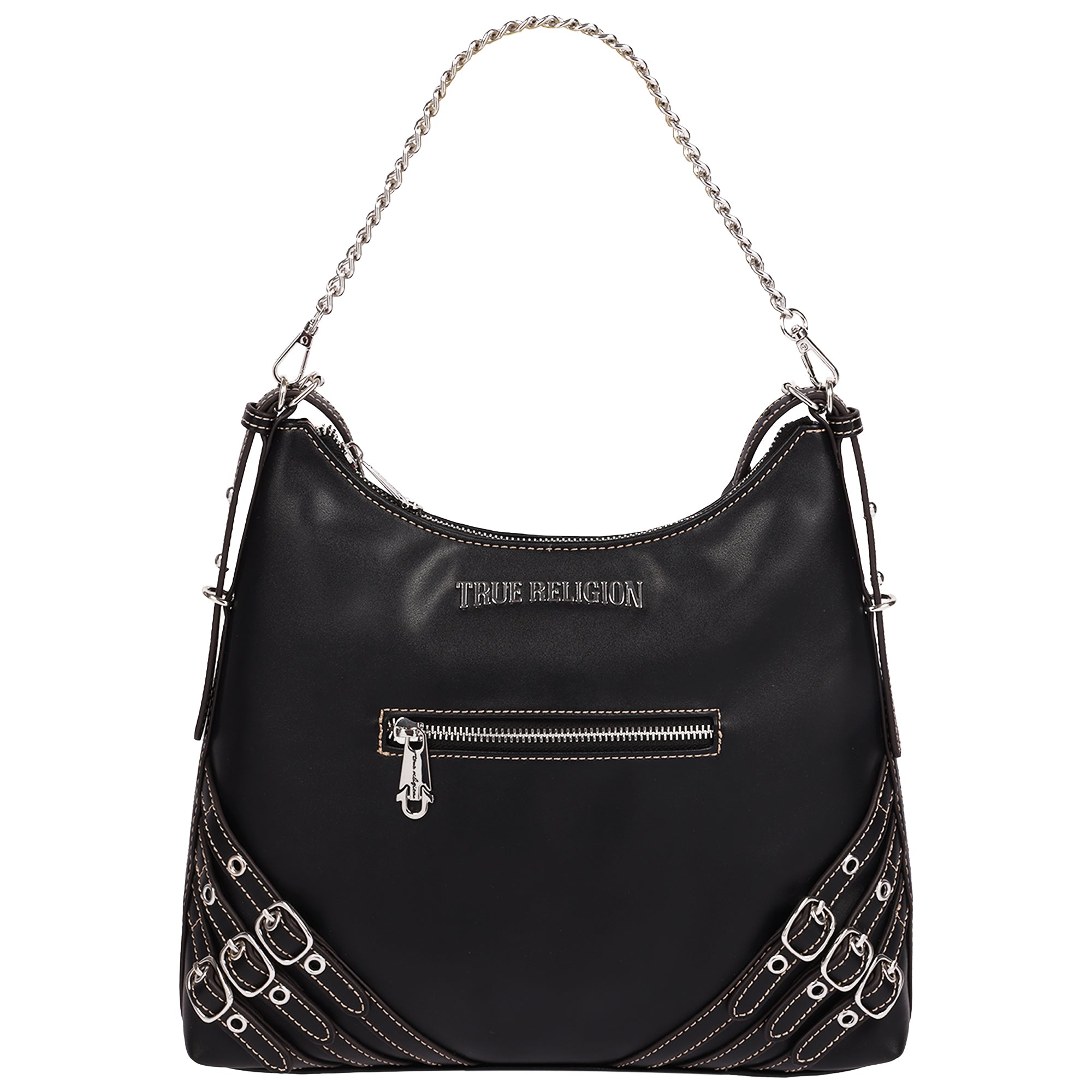 True Religion Triple Straps Large PU Hobo Bag