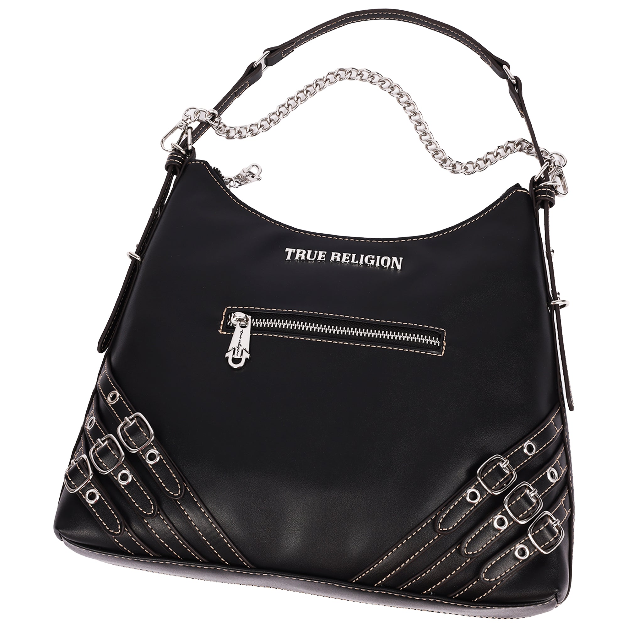 True Religion Triple Straps Large PU Hobo Bag
