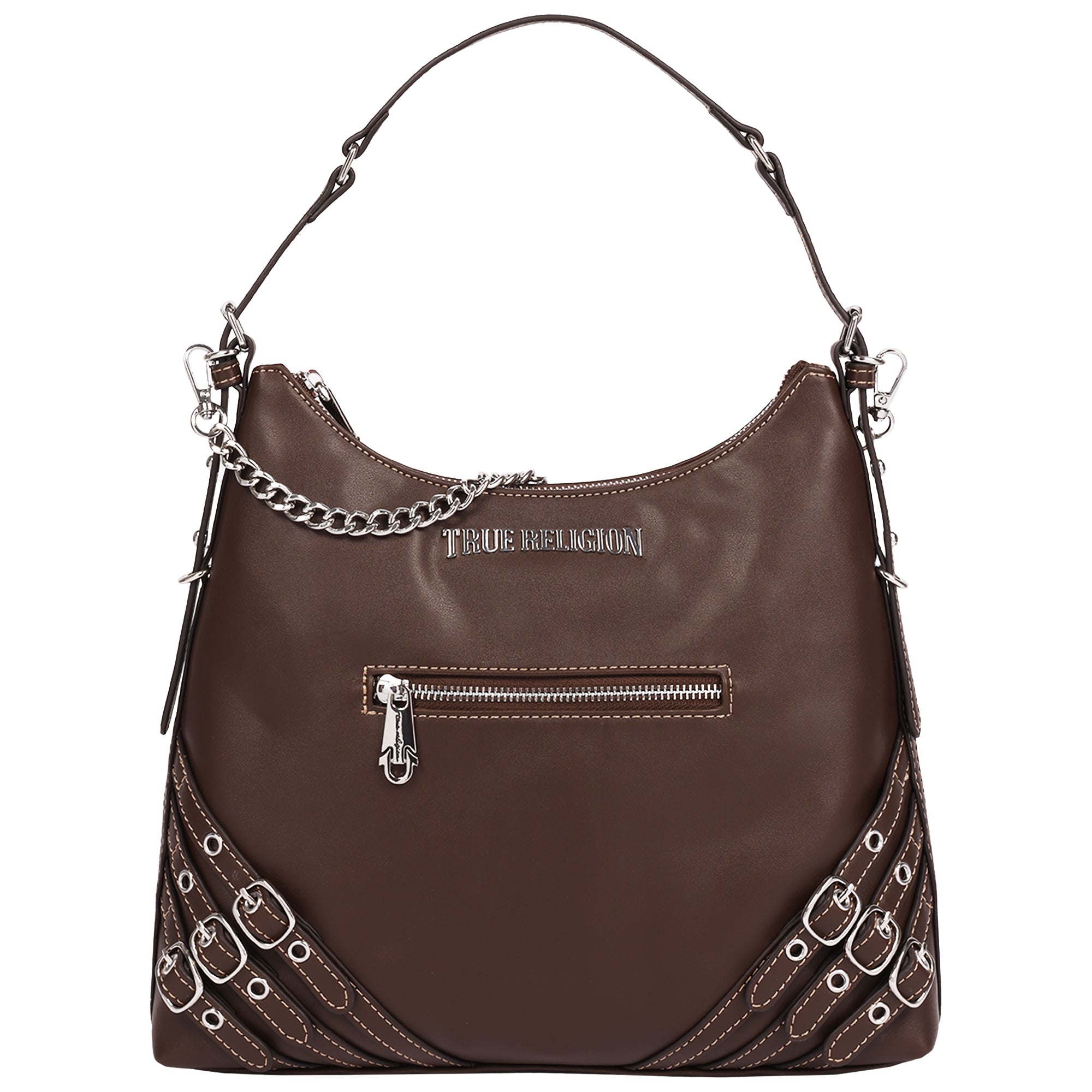 True Religion Triple Straps Large PU Hobo Bag