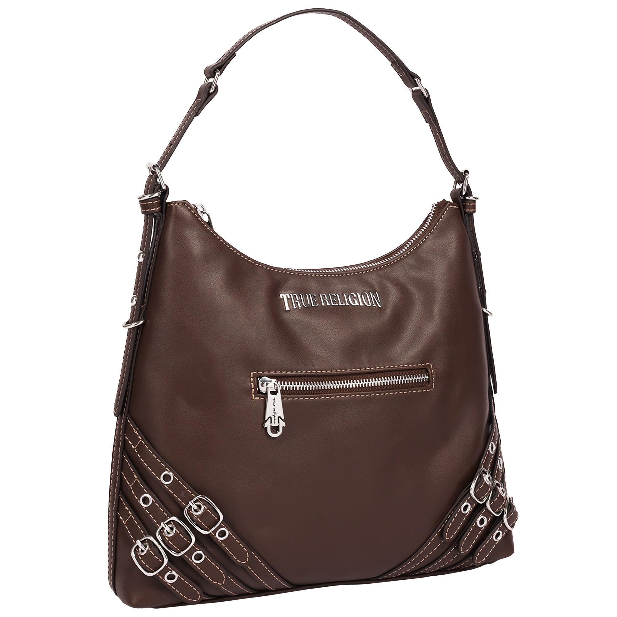True Religion Triple Straps Large PU Hobo Bag