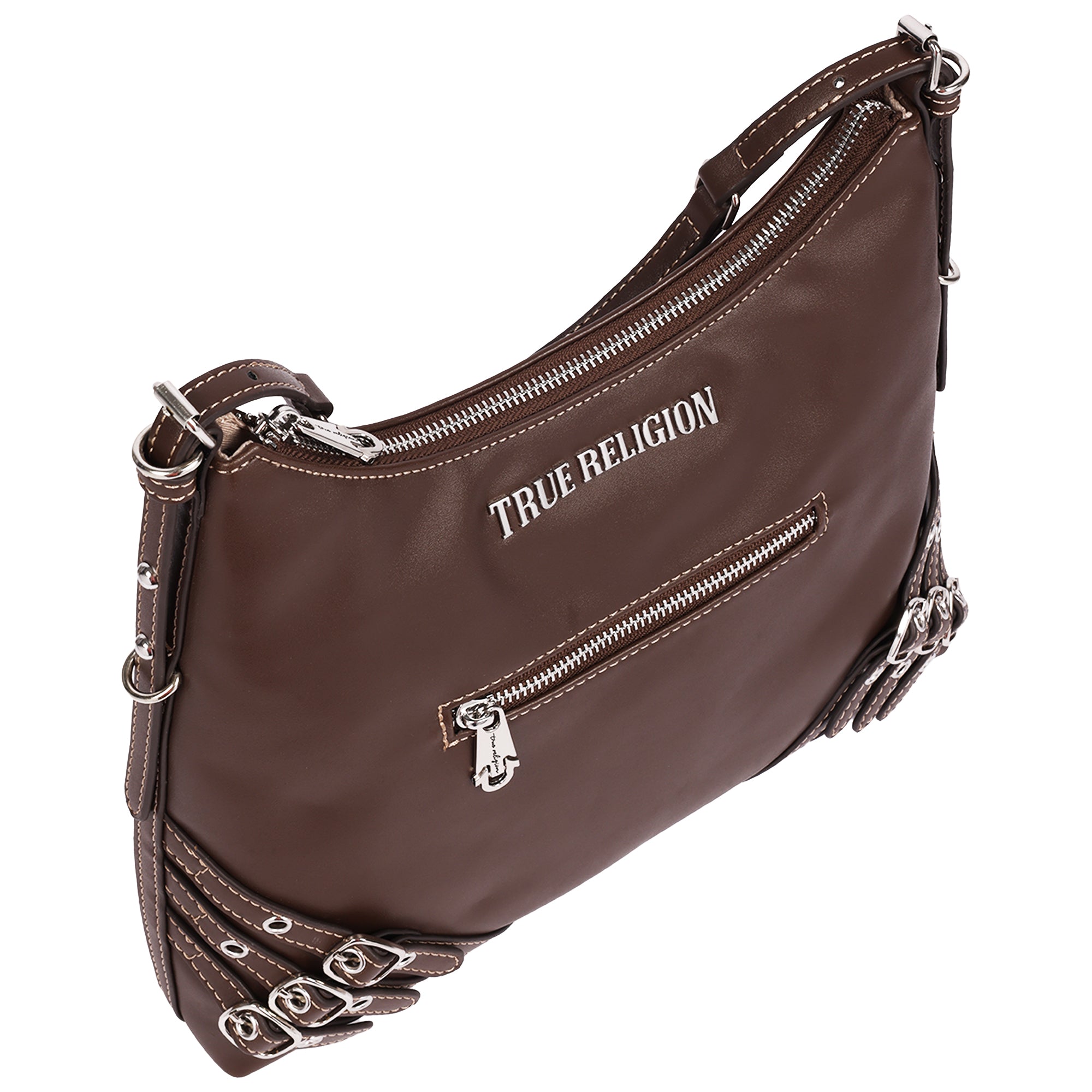 True Religion Triple Straps Large PU Hobo Bag
