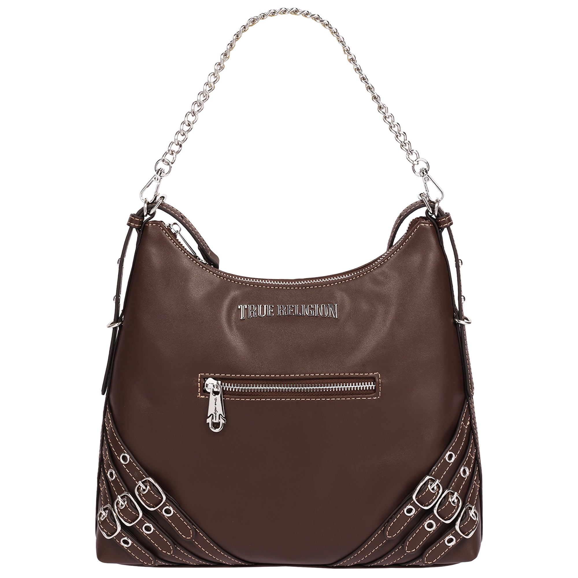 True Religion Triple Straps Large PU Hobo Bag