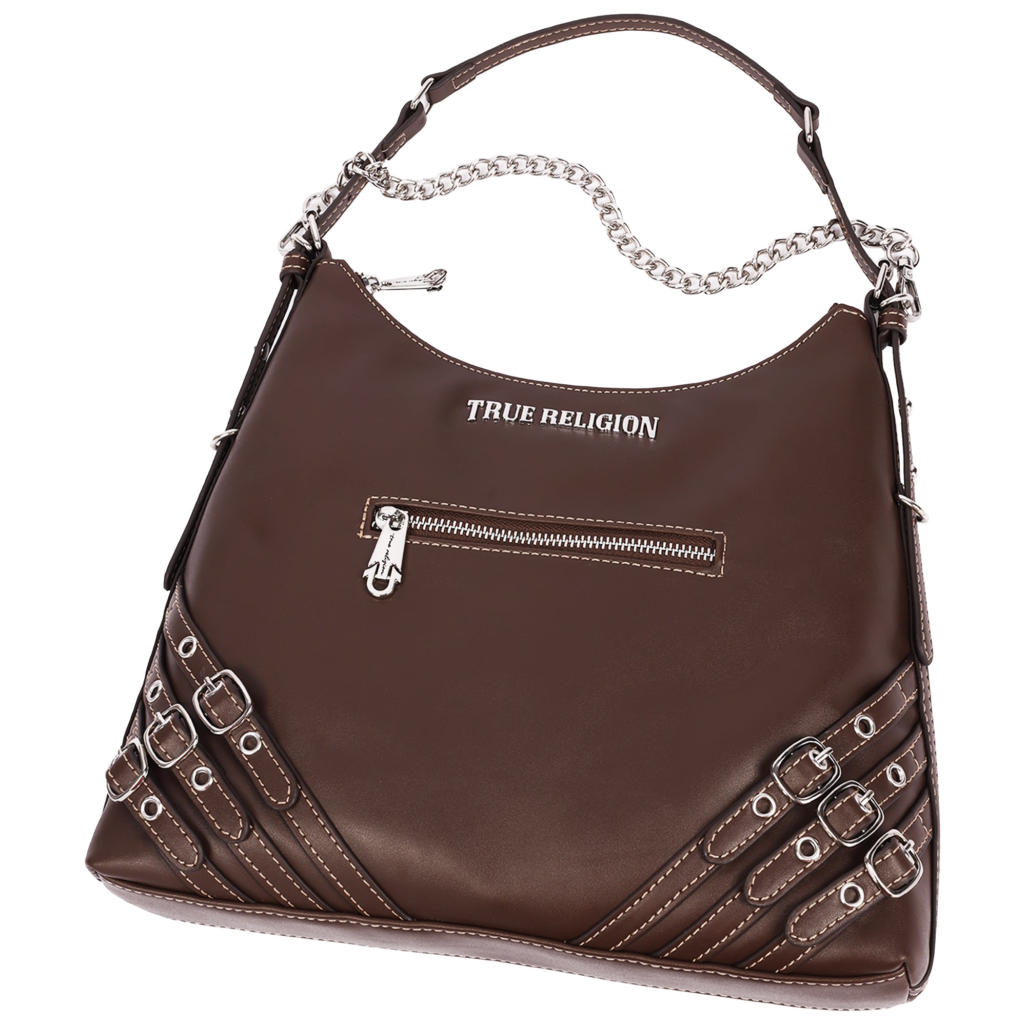 True Religion Triple Straps Large PU Hobo Bag