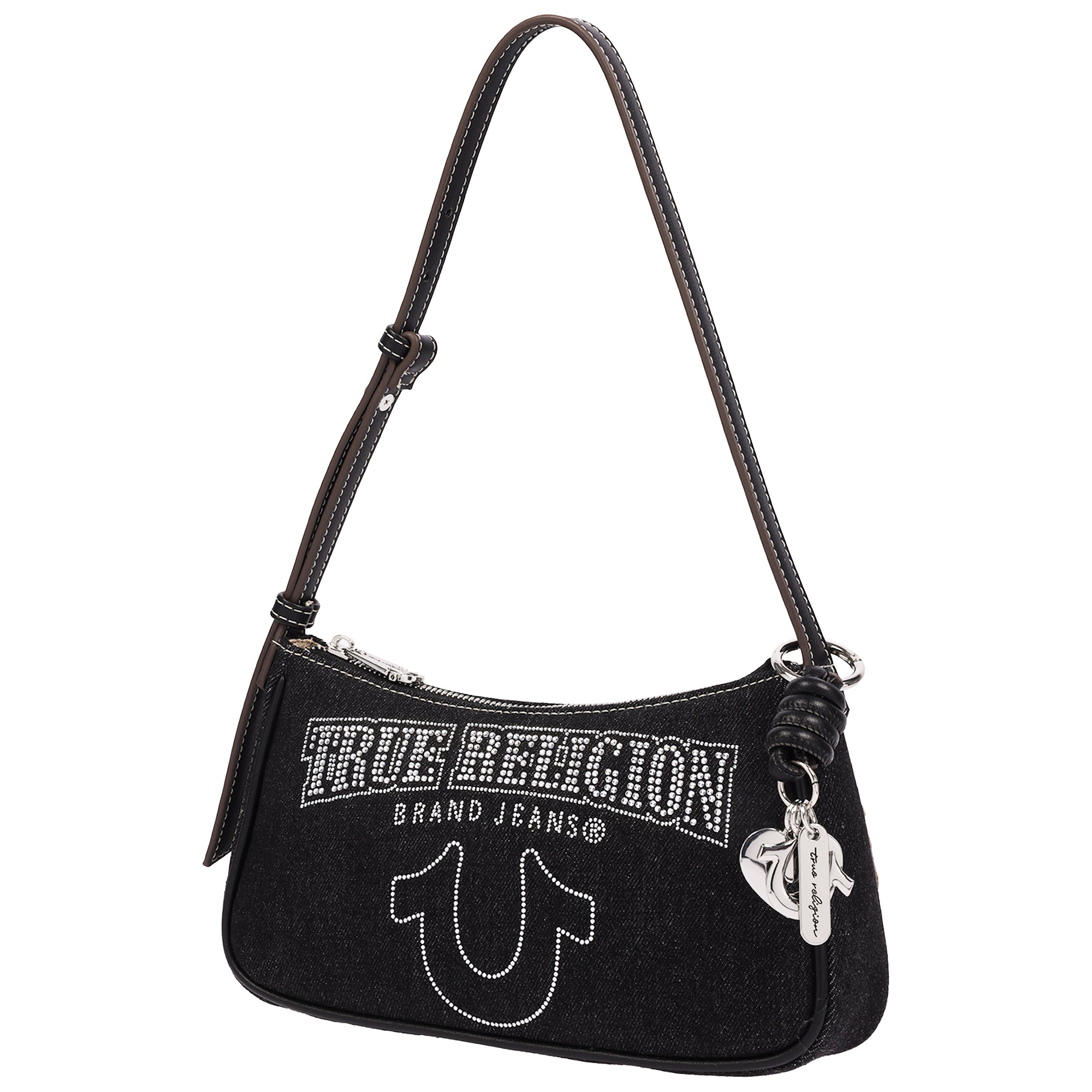 True Religion Bling Logo Denim Shoulder Bag