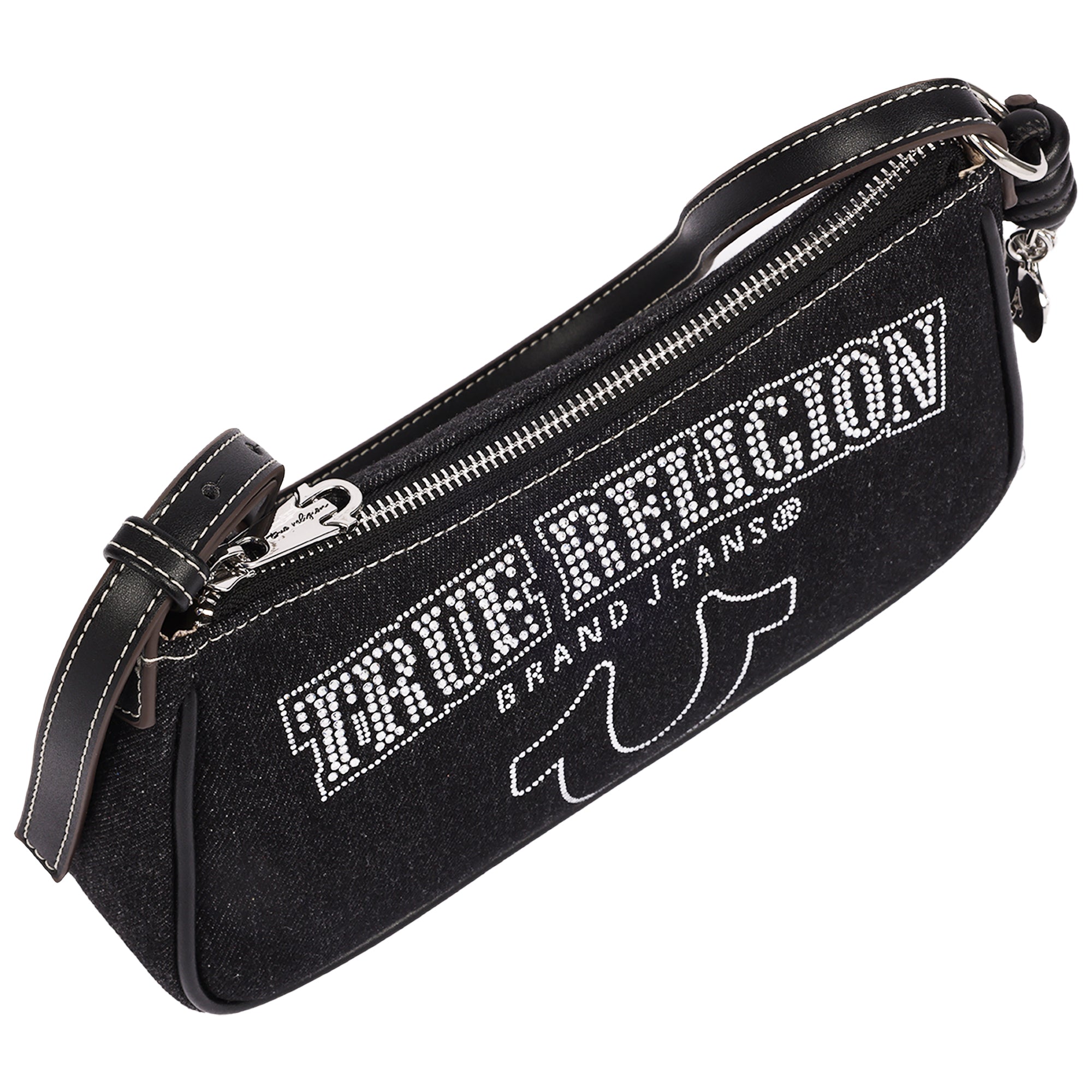 True Religion Bling Logo Denim Shoulder Bag
