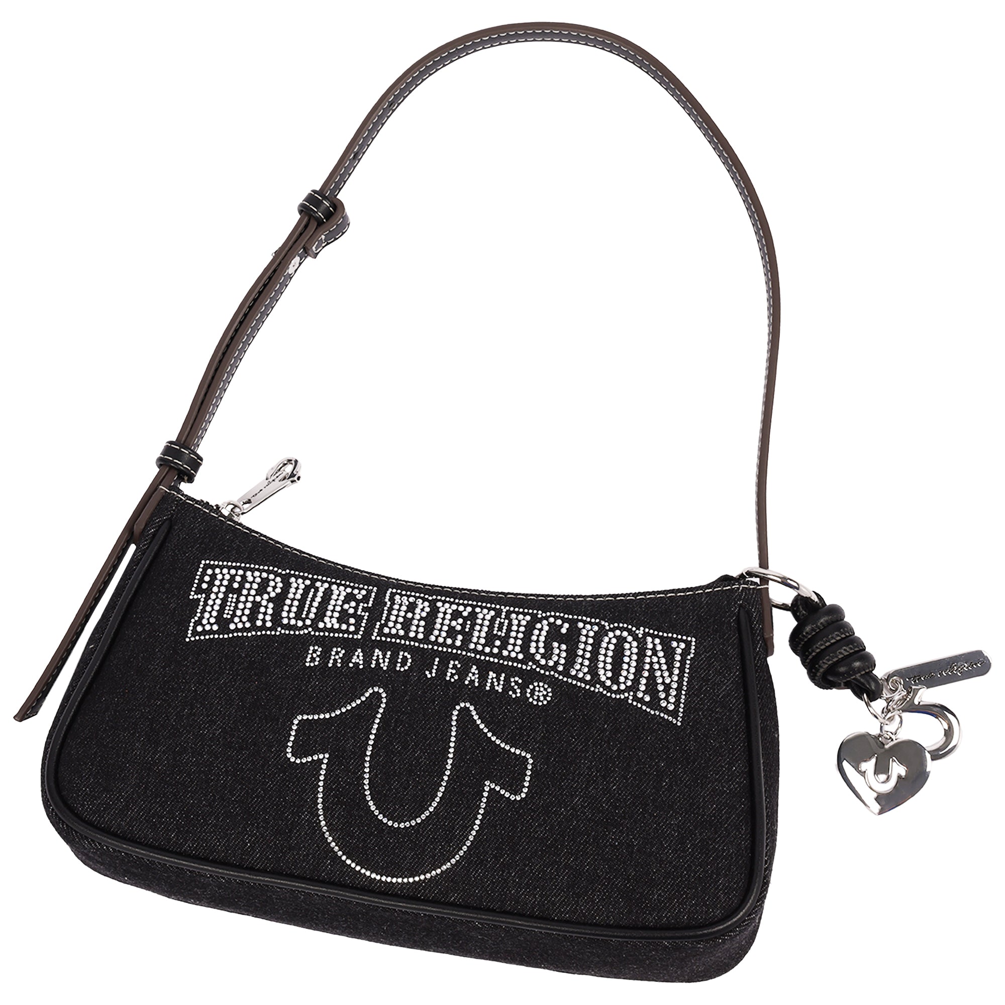 True Religion Bling Logo Denim Shoulder Bag