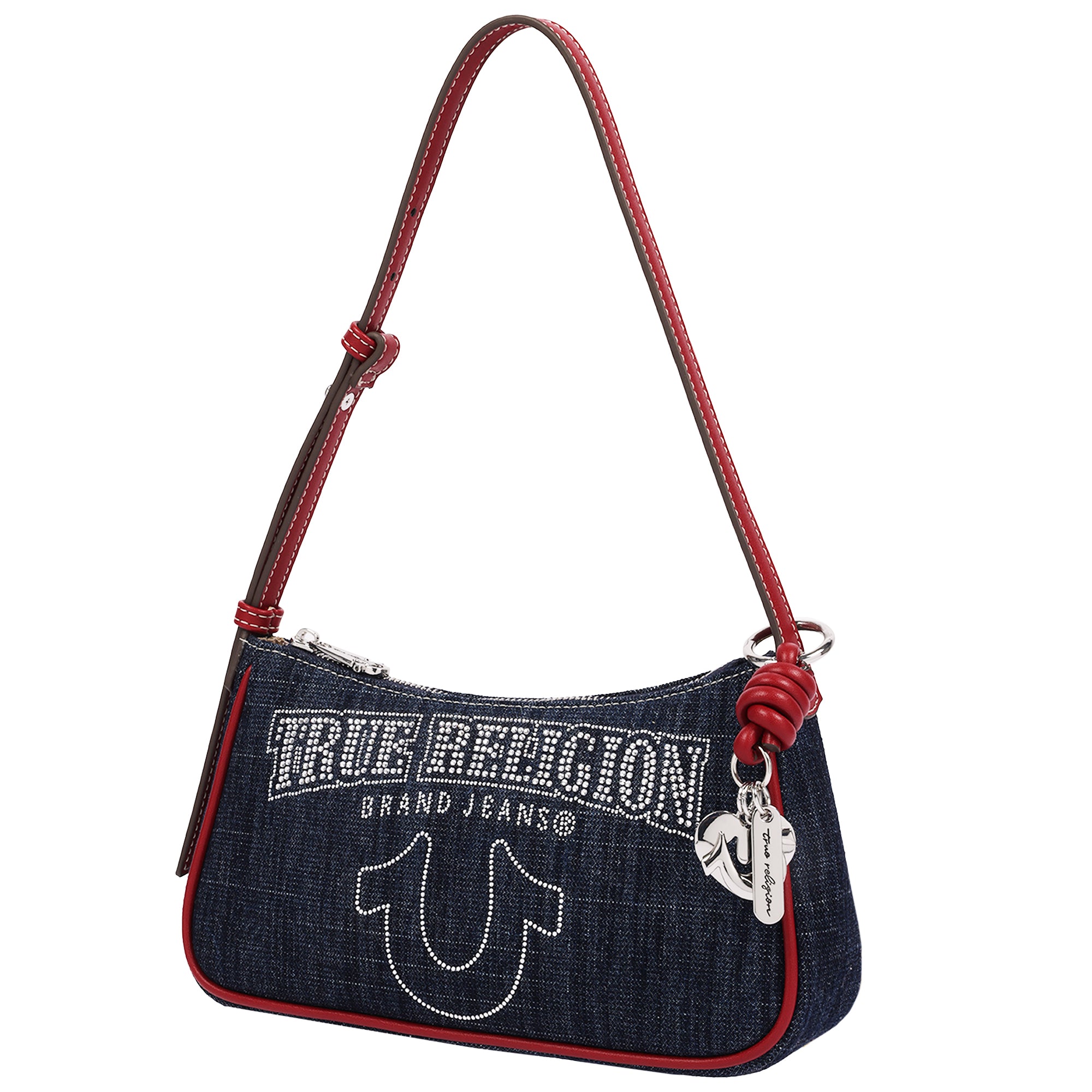True Religion Bling Logo Denim Shoulder Bag
