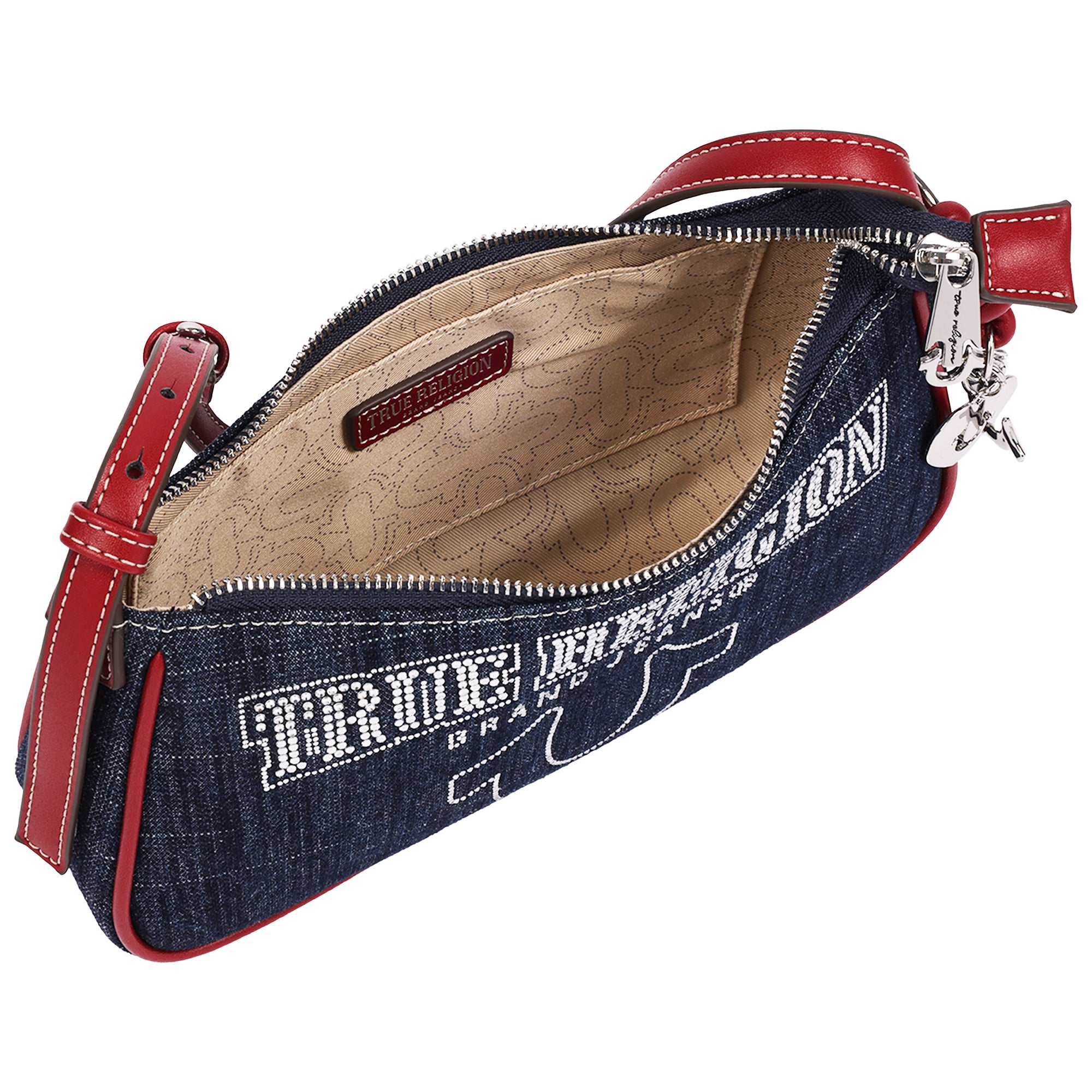 True Religion Bling Logo Denim Shoulder Bag