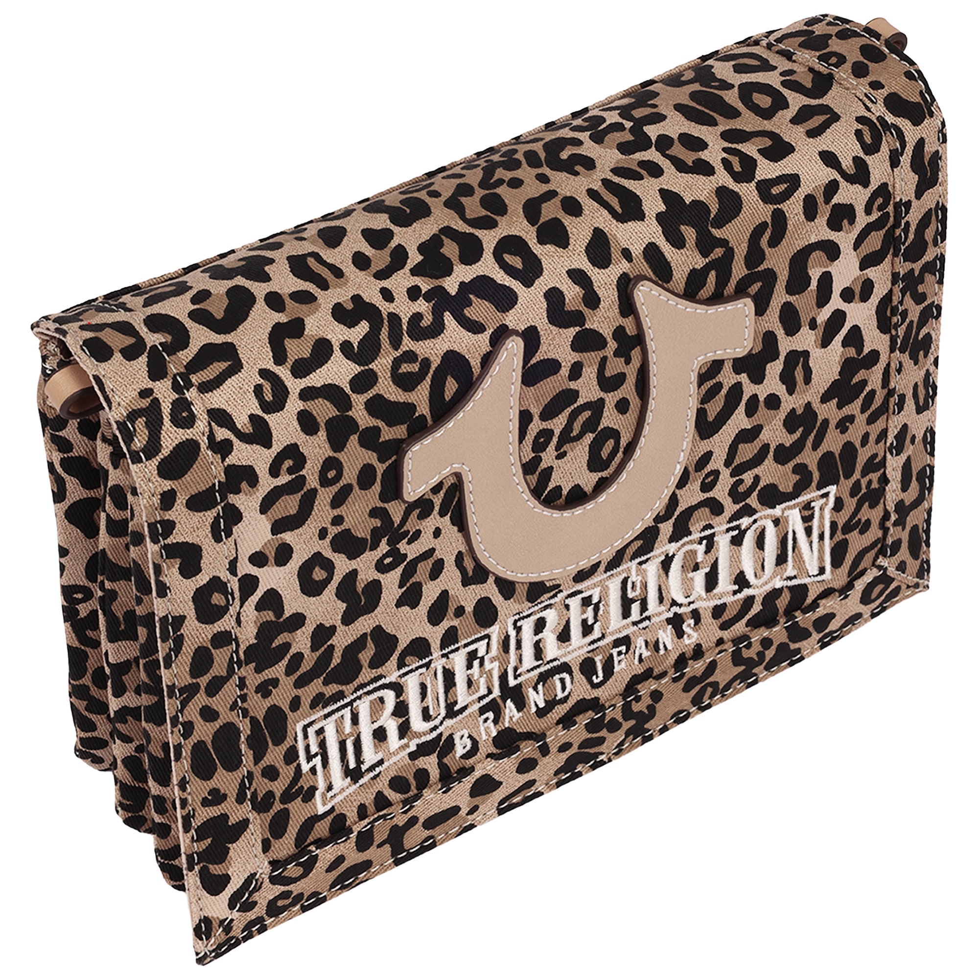 True Religion Bling Logo Leopard Messenger Bag