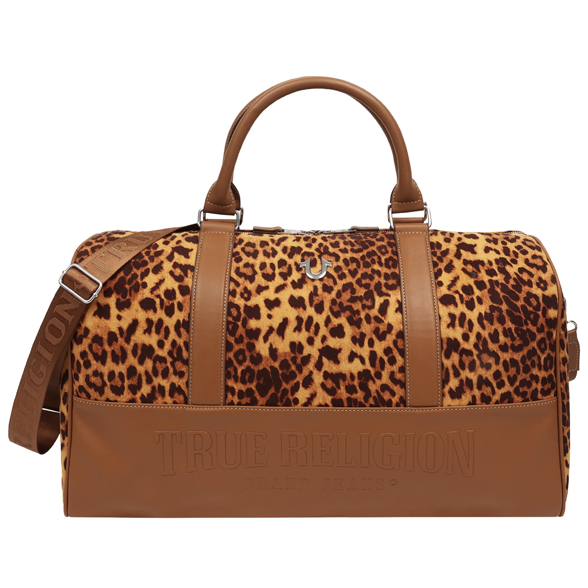 True Religion Leopard Polyurethane Weekender Bag