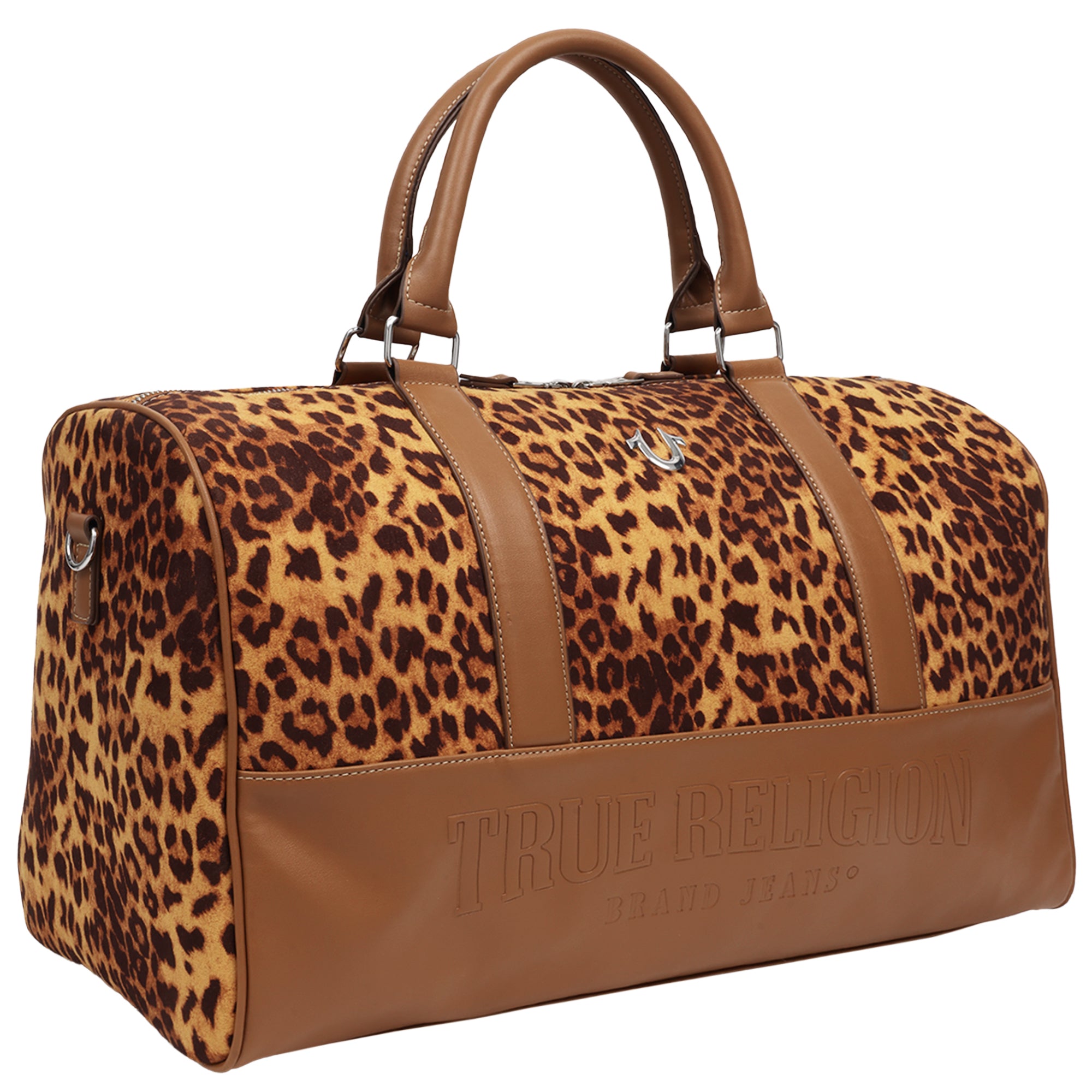 True Religion Leopard Polyurethane Weekender Bag