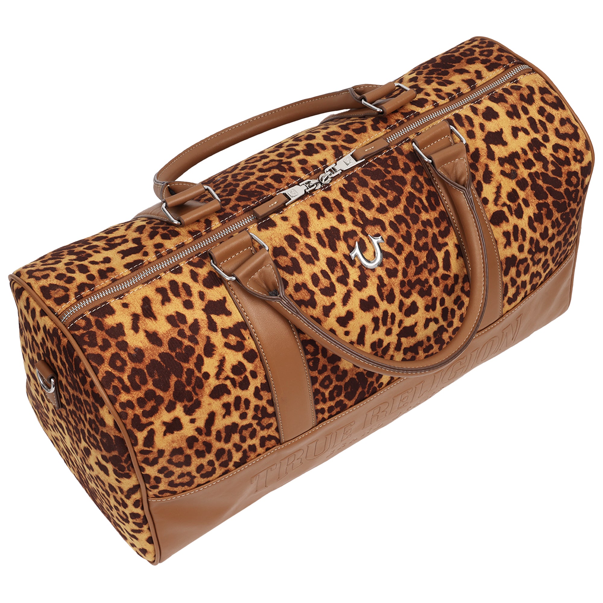 True Religion Leopard Polyurethane Weekender Bag