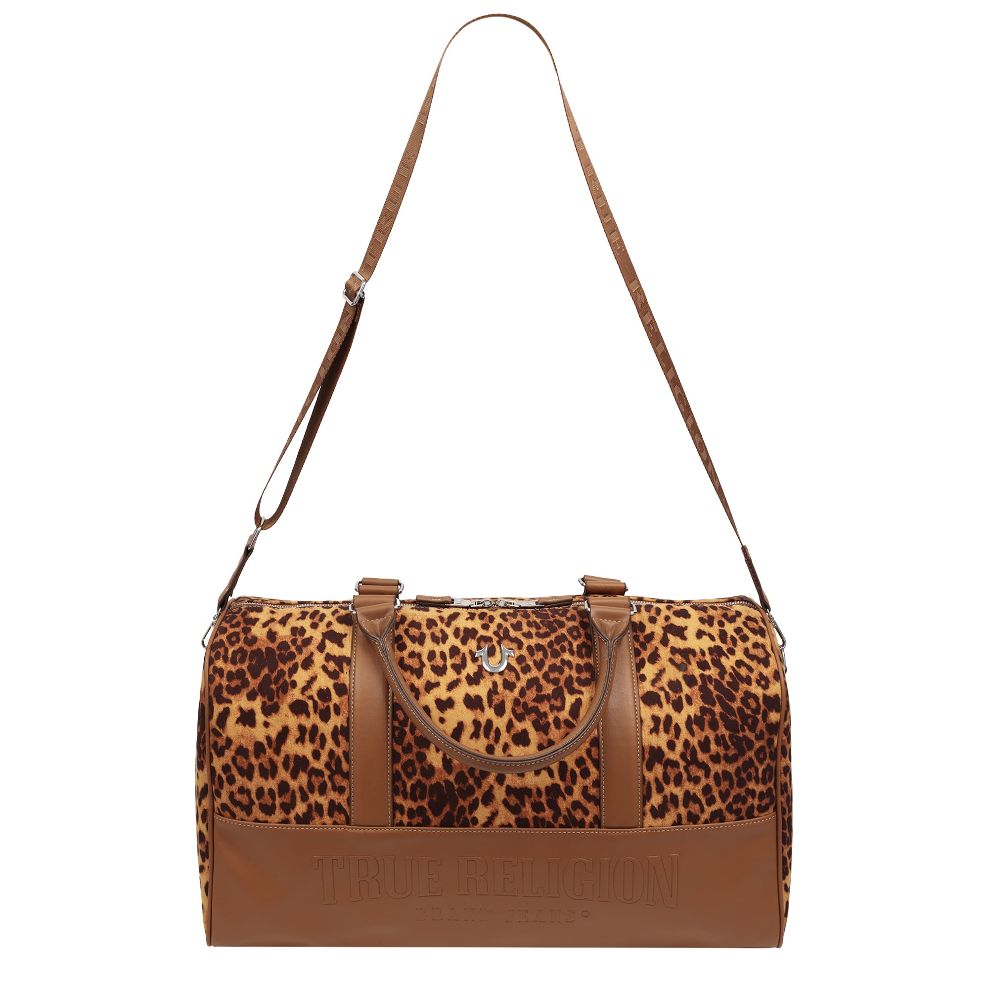 True Religion Leopard Polyurethane Weekender Bag