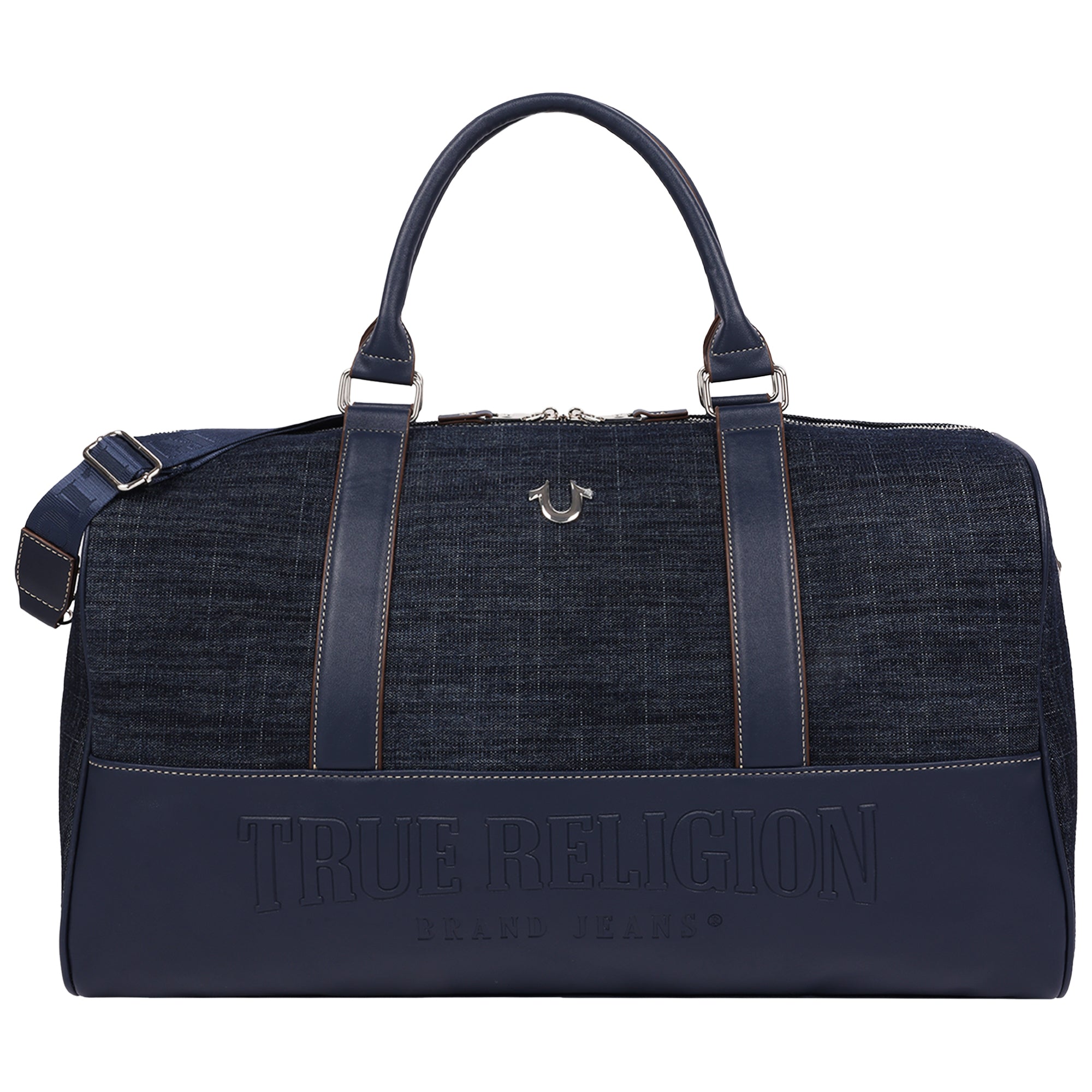 True Religion Horseshoe Quilting Denim Weekender Duffel Bag
