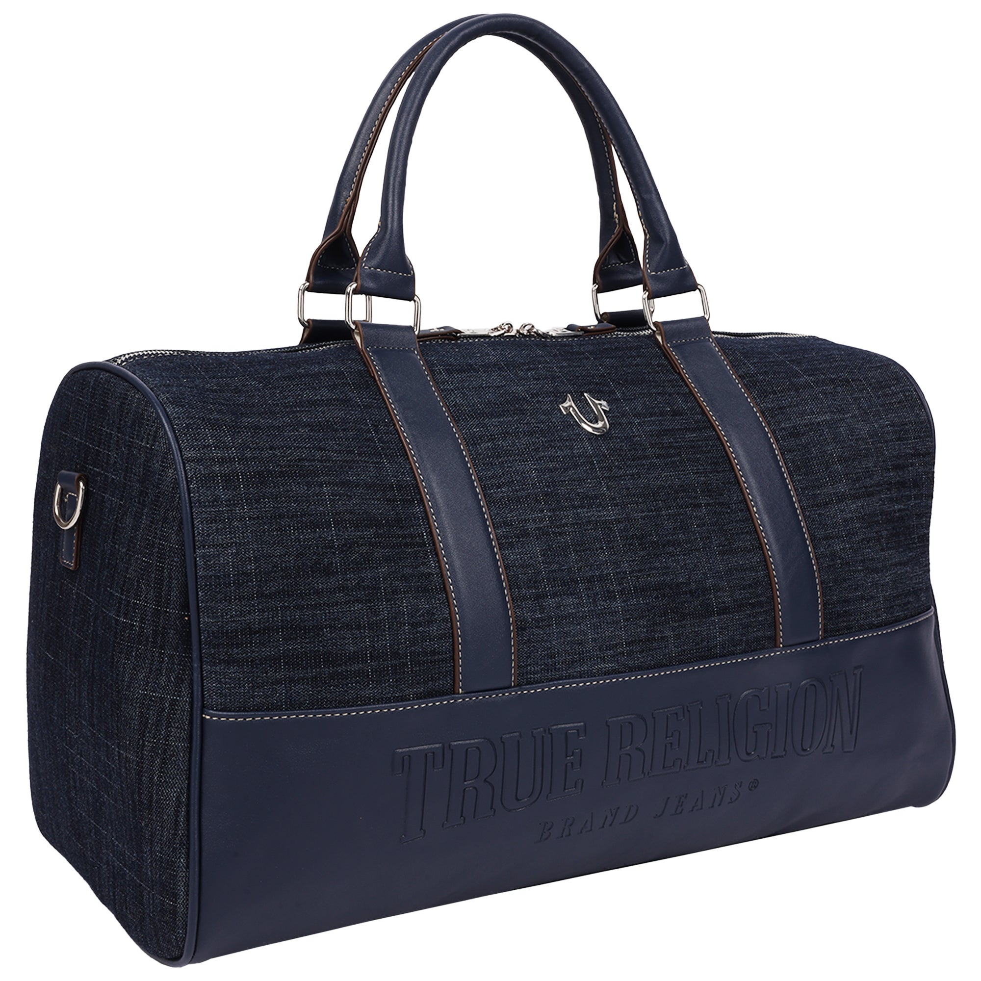 True Religion Horseshoe Quilting Denim Weekender Duffel Bag