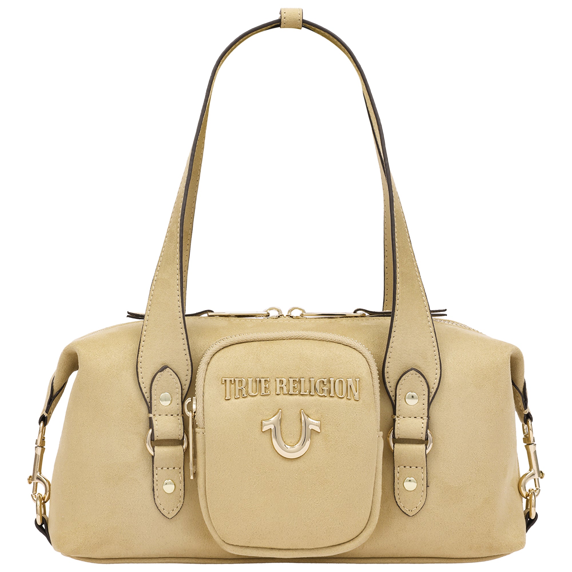 True Religion East/West Suede Polyurethane Horseshoe Satchel Bag