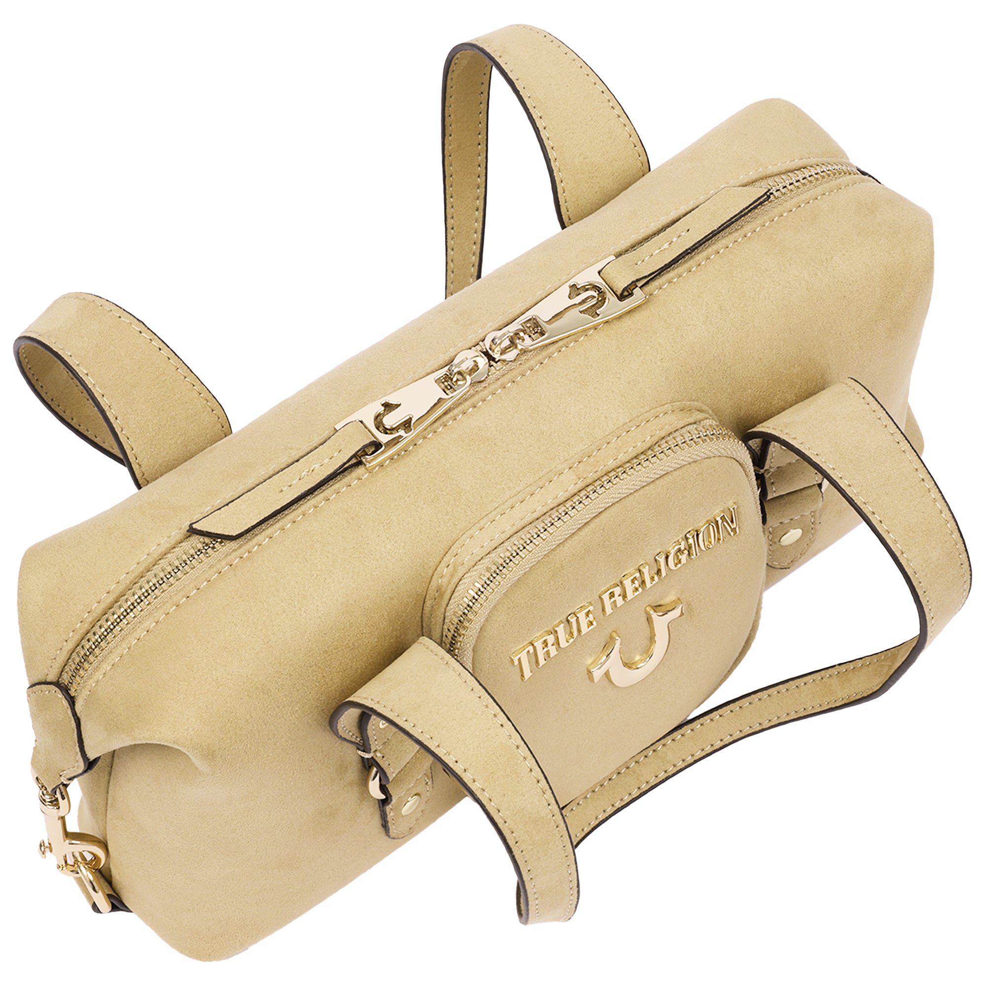 True Religion East/West Suede Polyurethane Horseshoe Satchel Bag