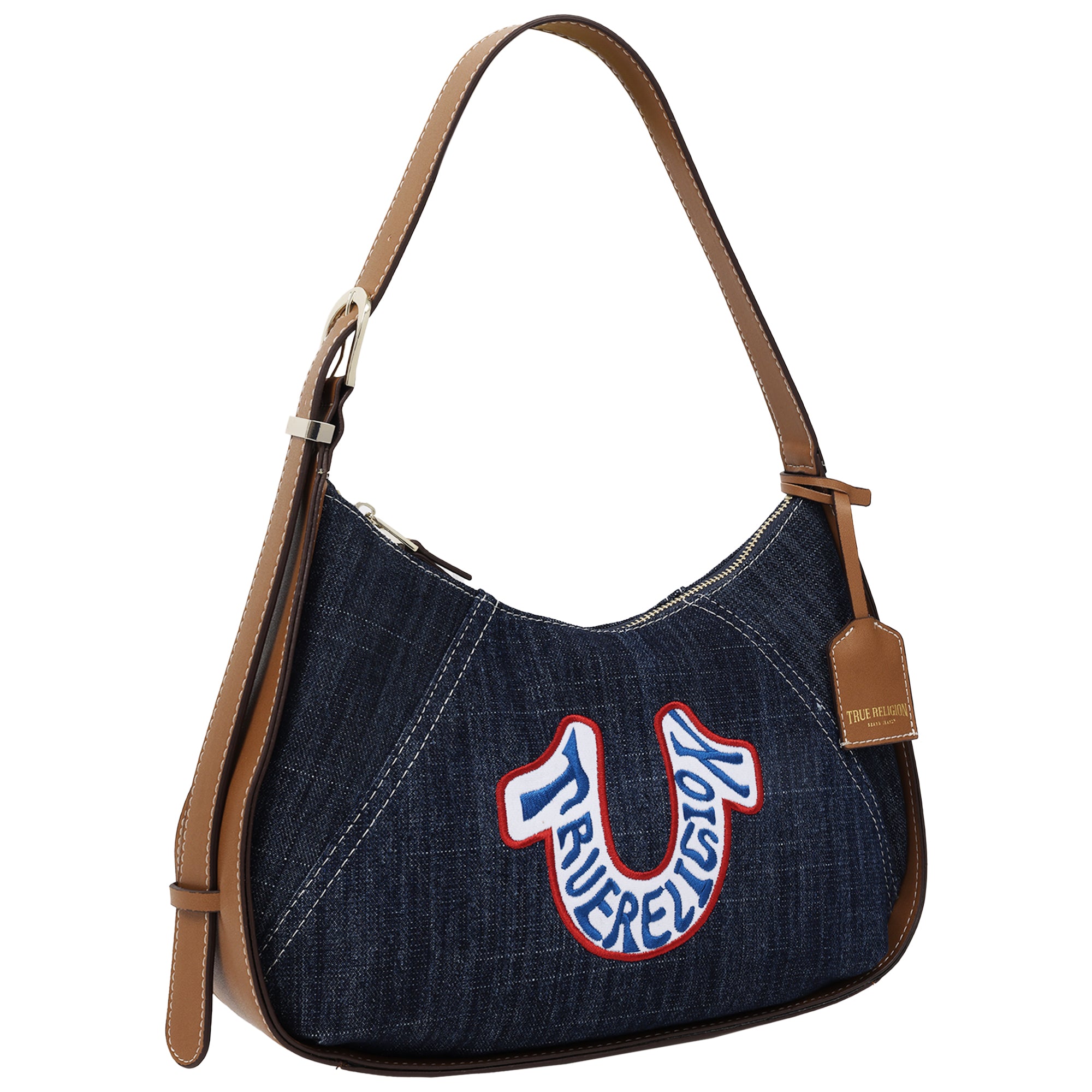 True Religion Retro Horseshoe Denim Hobo Bag