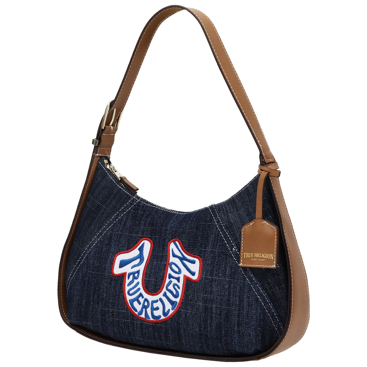 True Religion Retro Horseshoe Denim Hobo Bag
