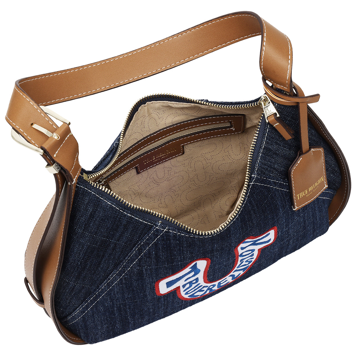 True Religion Retro Horseshoe Denim Hobo Bag