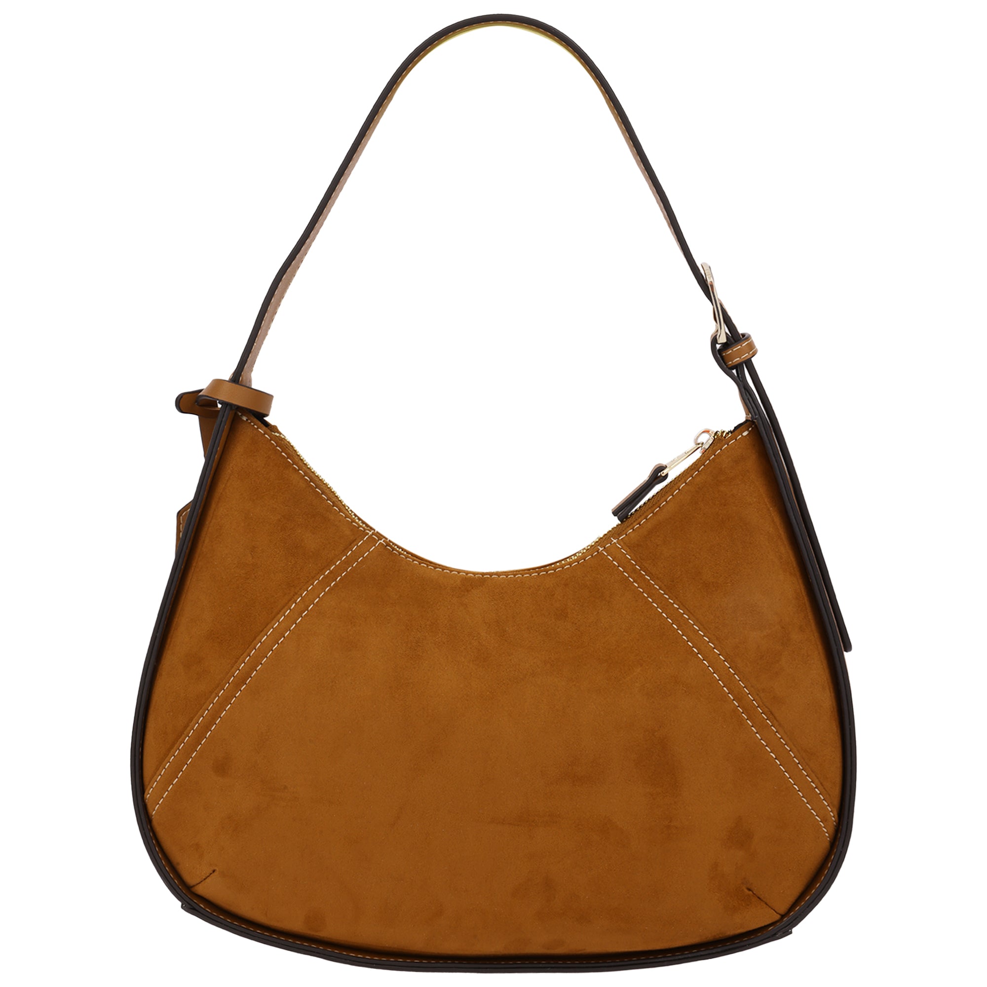 True Religion Suede PU Logo Pocket Hobo Bag – Cognac