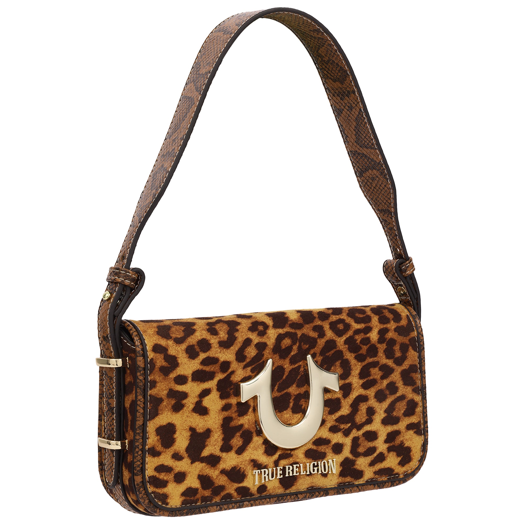 True Religion Snake & Leopard Horseshoe Hardware Flap Shoulder Bag – Multi