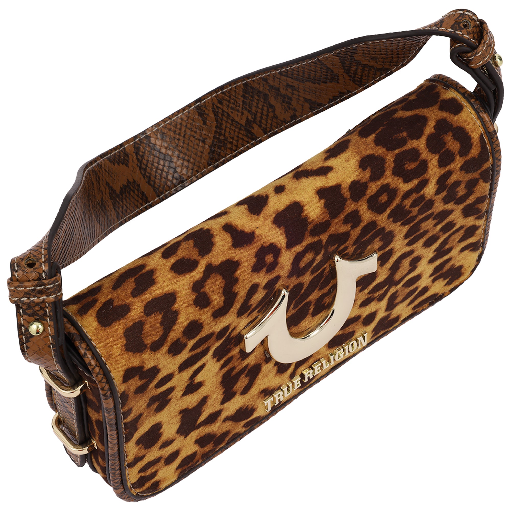 True Religion Snake & Leopard Horseshoe Hardware Flap Shoulder Bag – Multi