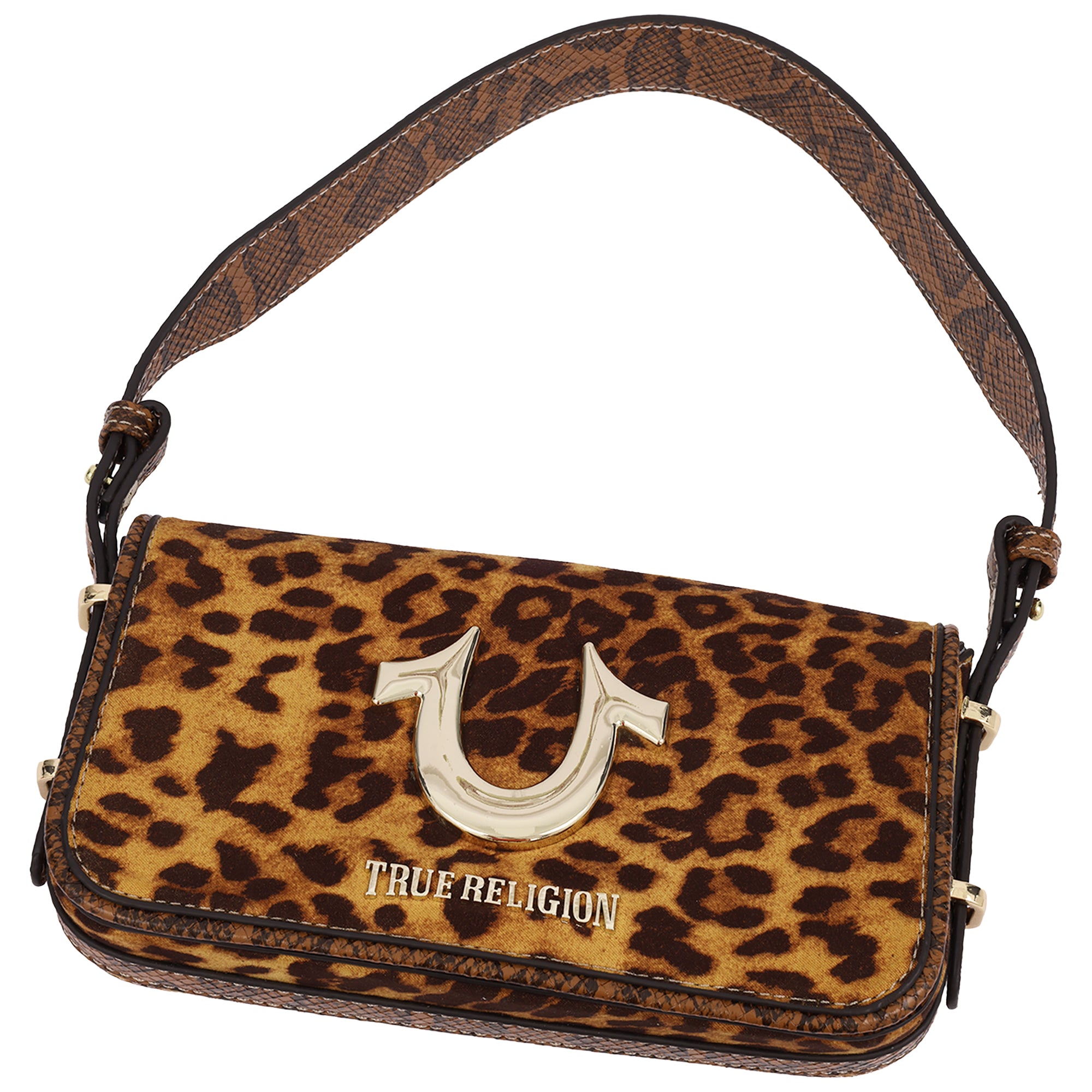 True Religion Snake & Leopard Horseshoe Hardware Flap Shoulder Bag – Multi
