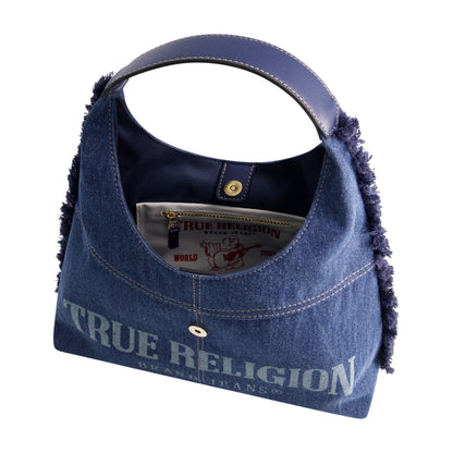True Religion Frayed Denim Hobo, Denim