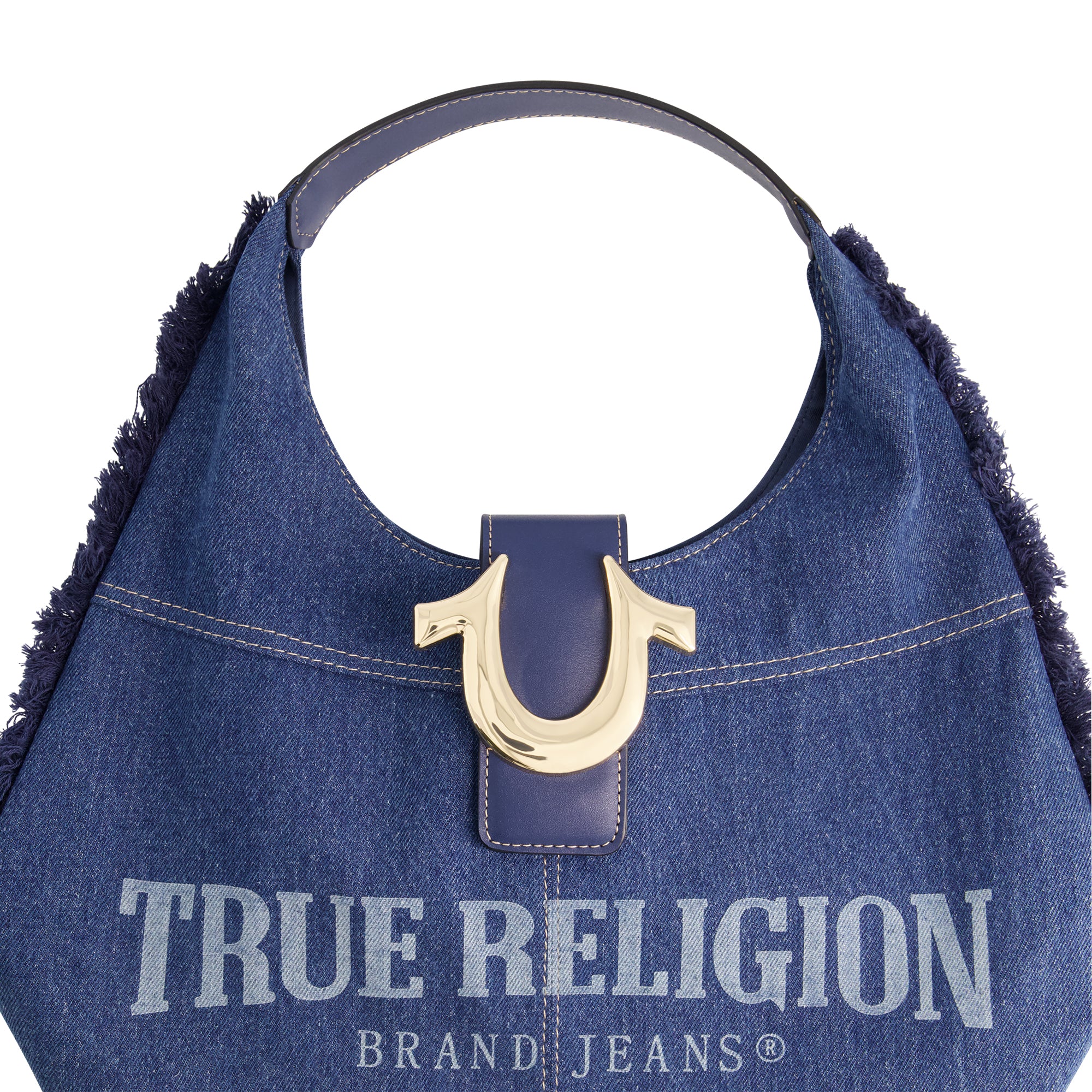 True Religion Frayed Denim Hobo, Denim