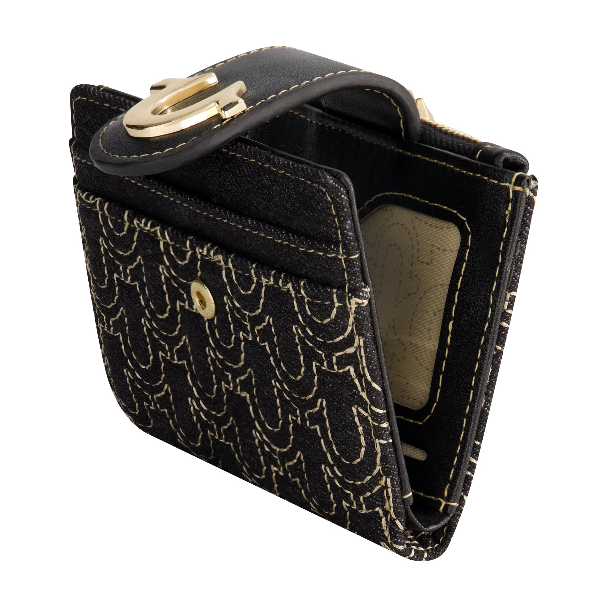 True Religion Horseshoe Quilted Small Wallet, BLACK
