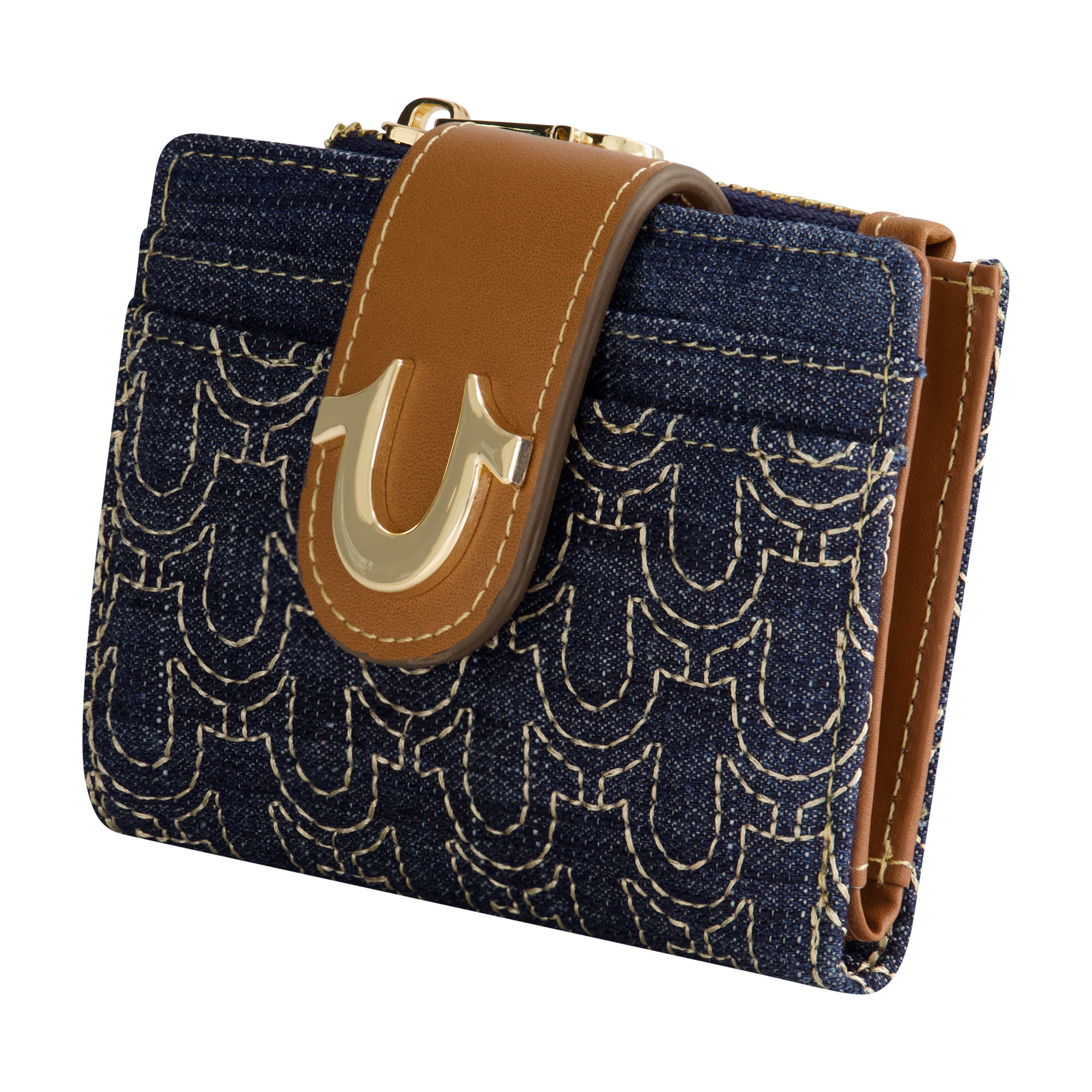 True Religion Horseshoe Quilted Small Wallet, DARK DENIM