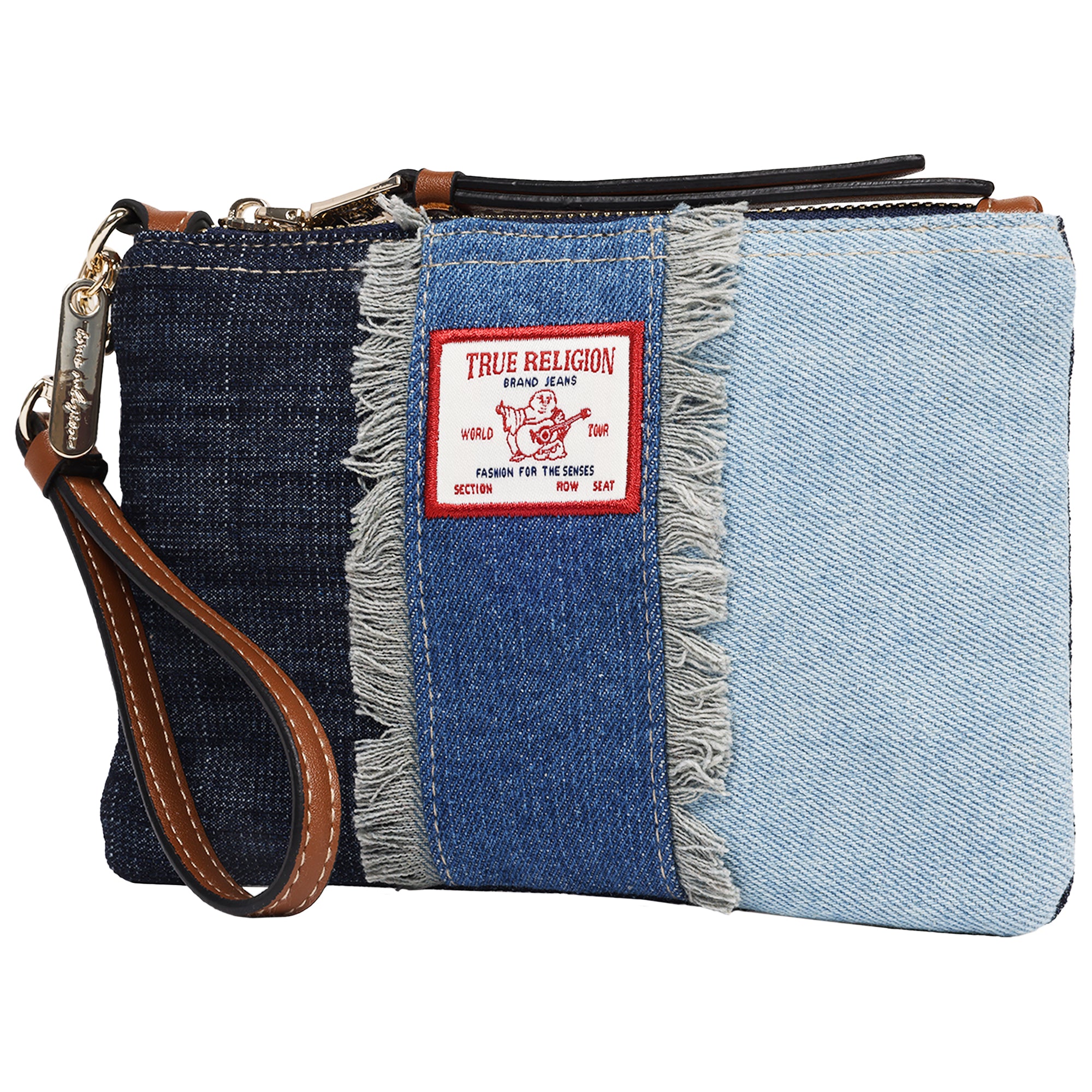 True Religion Frayed Panel Denim Pouch Wristlet