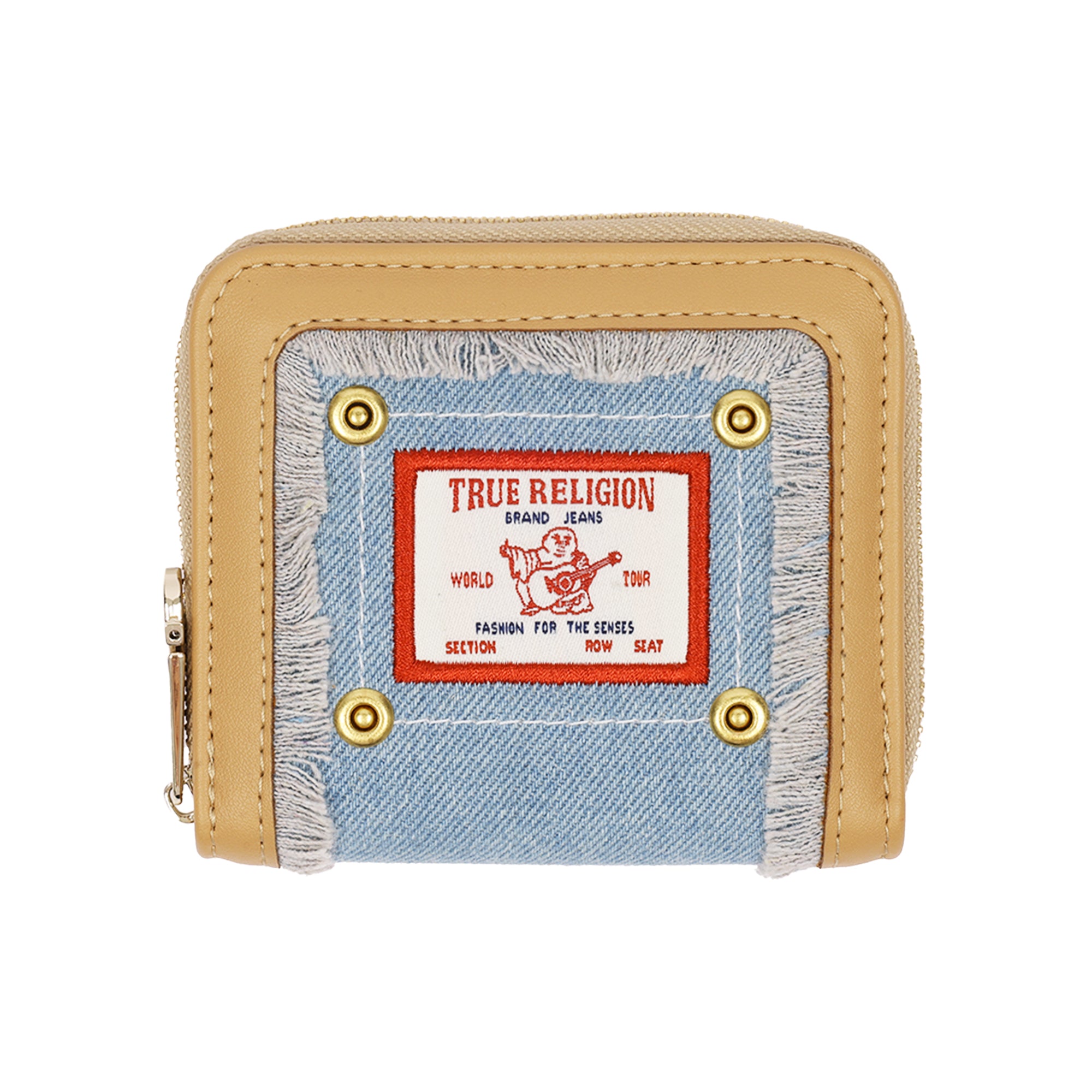 True Religion Frayed Edge Zip Around Small Wallet