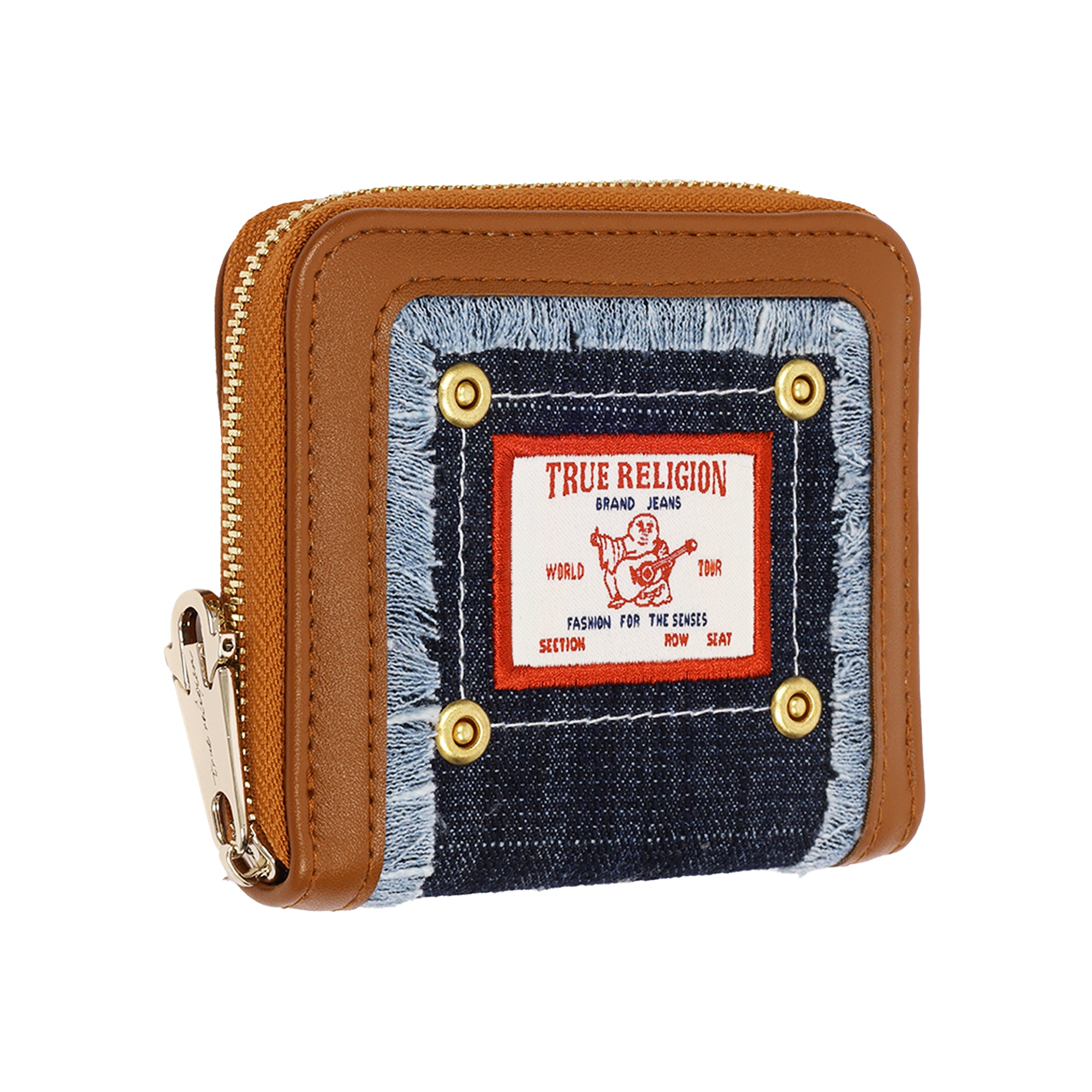 True Religion Frayed Edge Zip Around Small Wallet