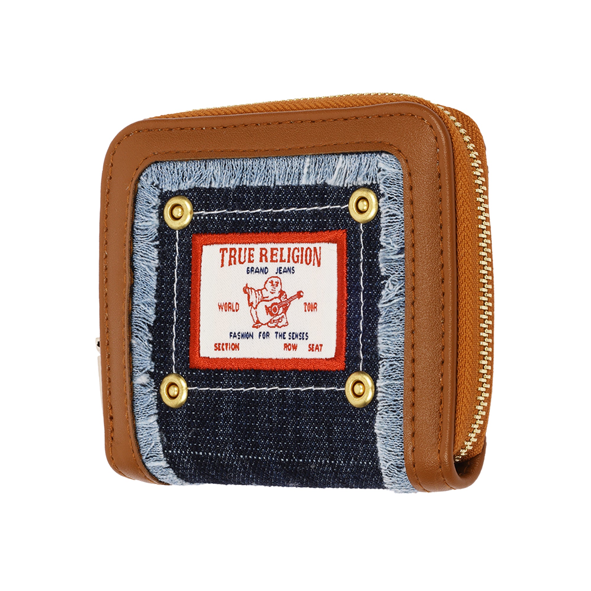 True Religion Frayed Edge Zip Around Small Wallet