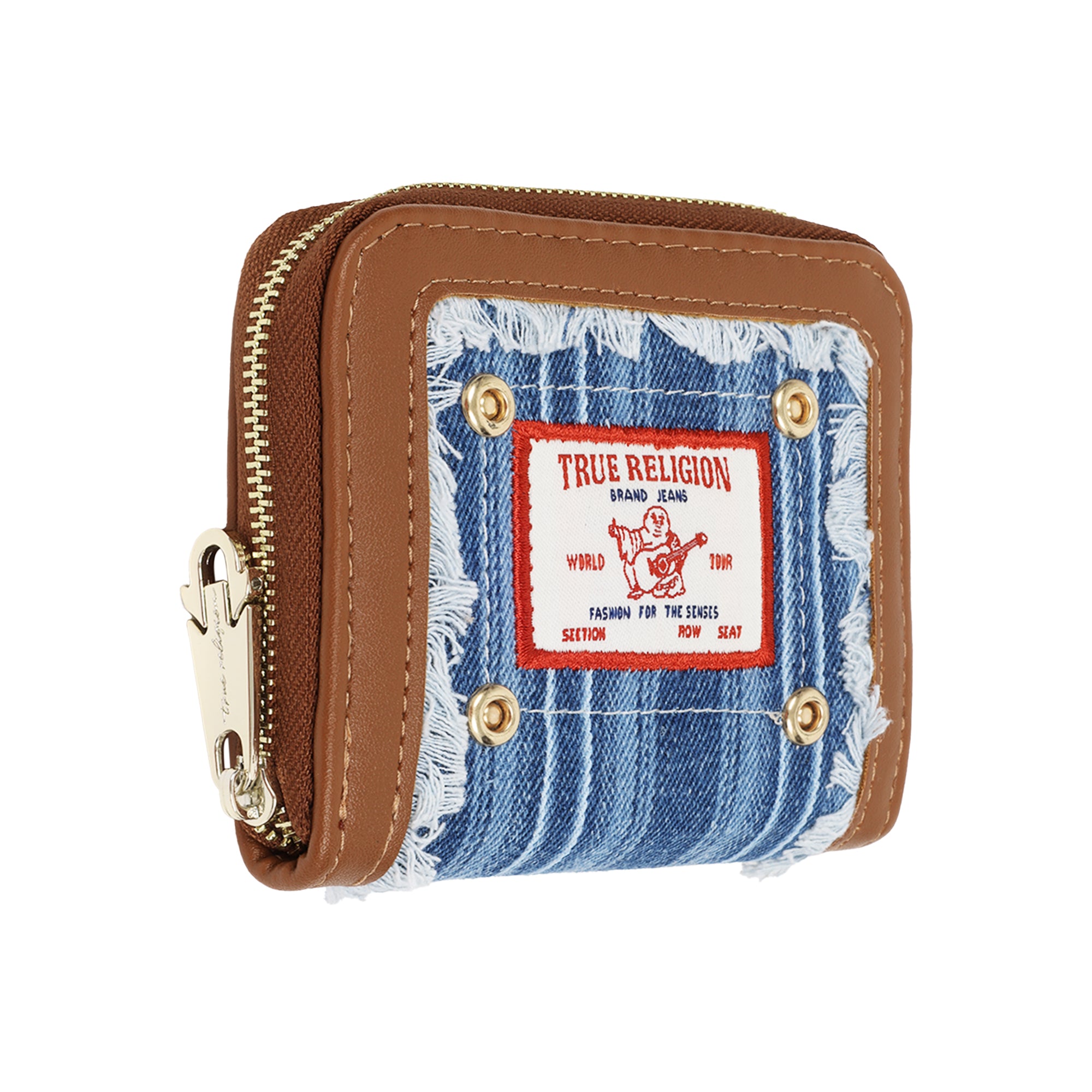 True Religion Frayed Thin Stripe Small Zip-Around Wallet