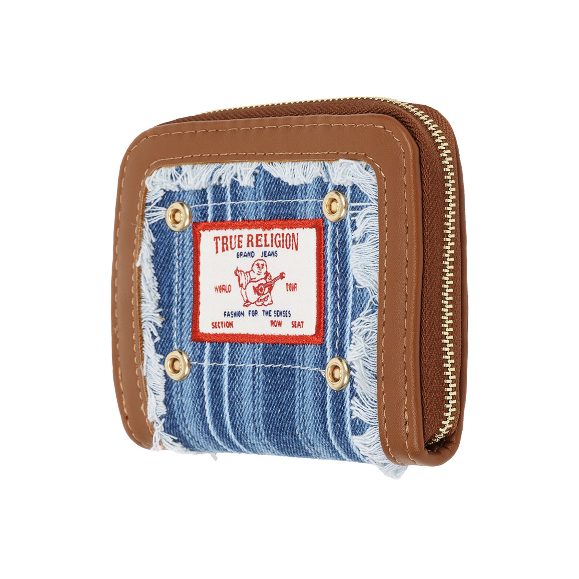True Religion Frayed Thin Stripe Small Zip-Around Wallet