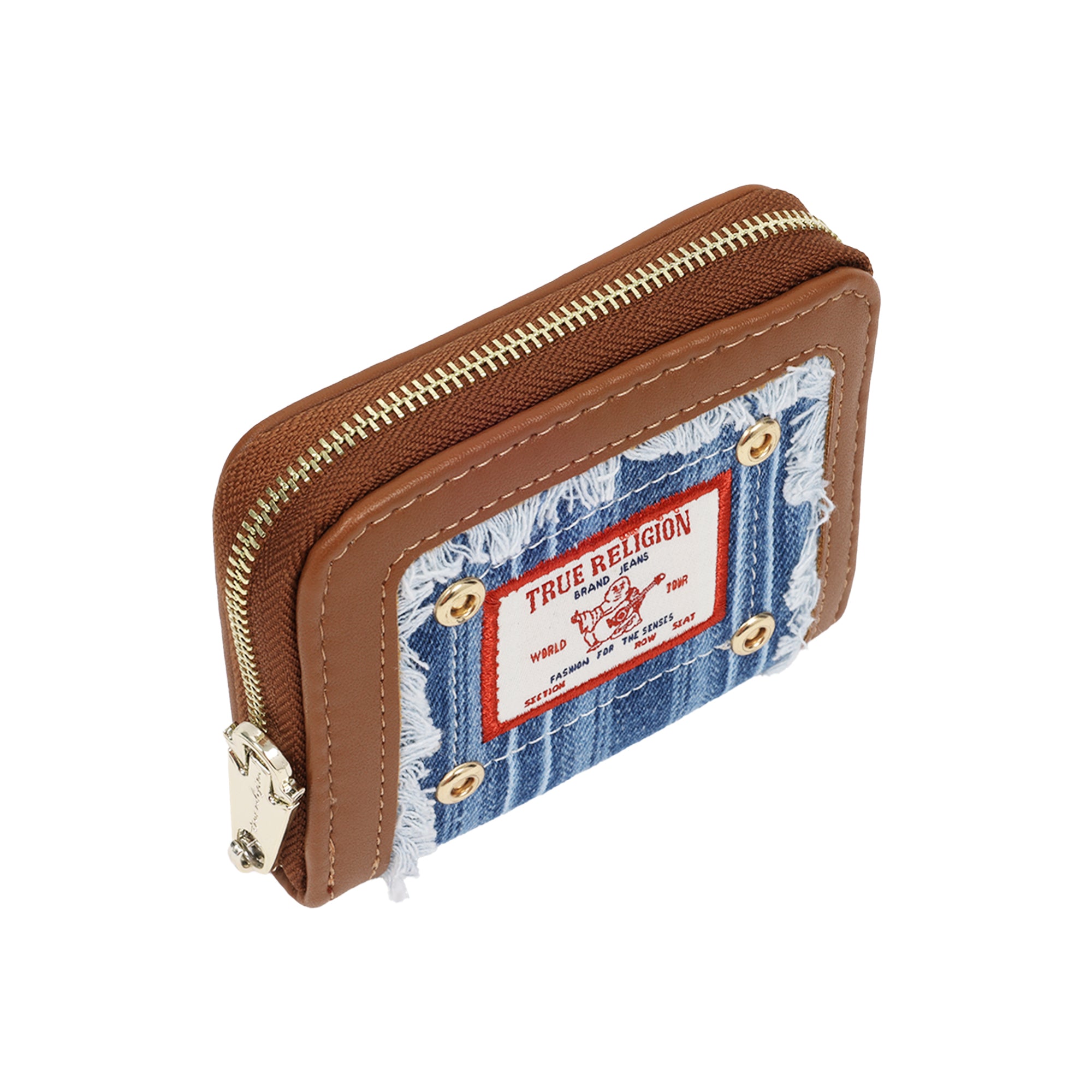True Religion Frayed Thin Stripe Small Zip-Around Wallet