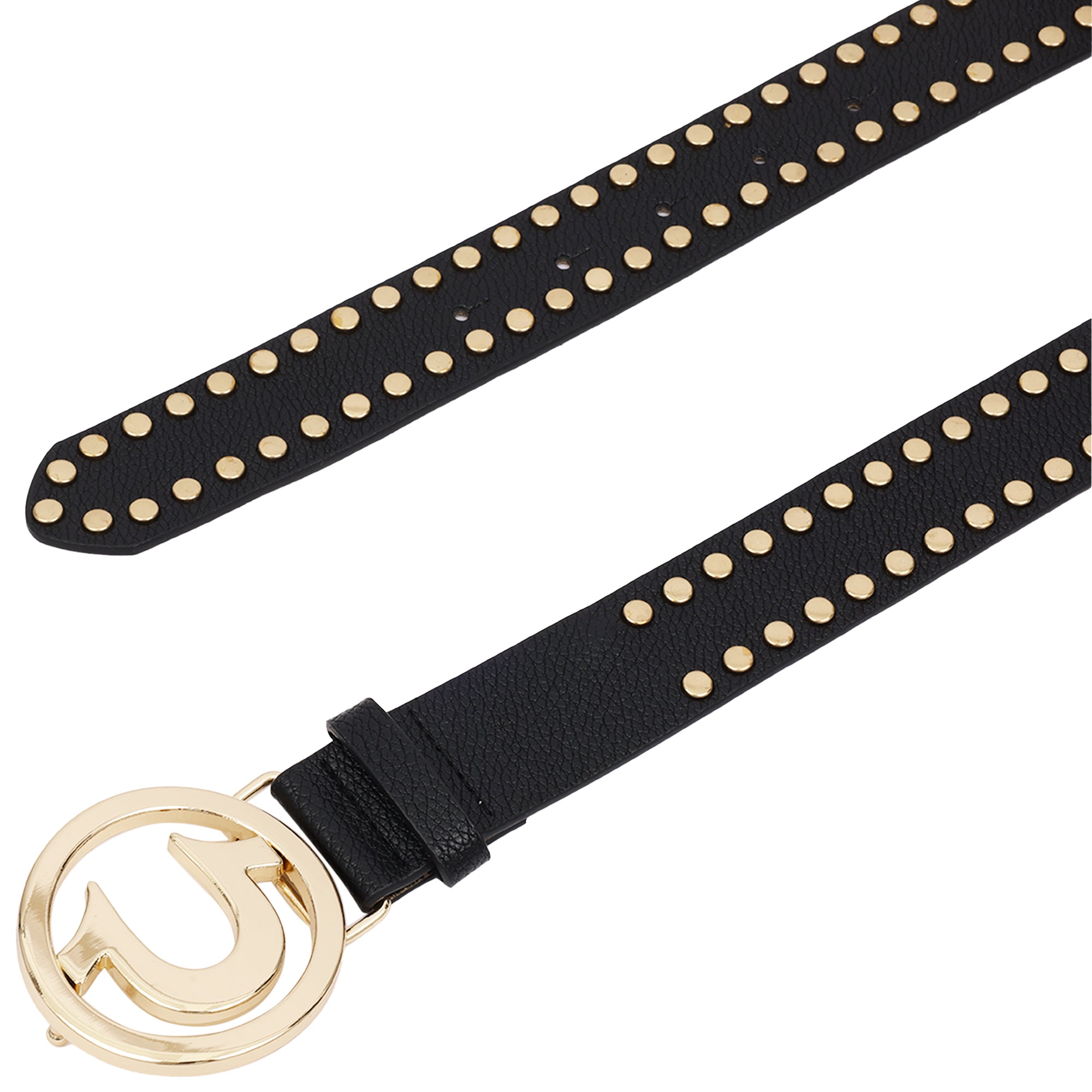 True Religion Studded Horseshoe Logo Belt – Black-Small