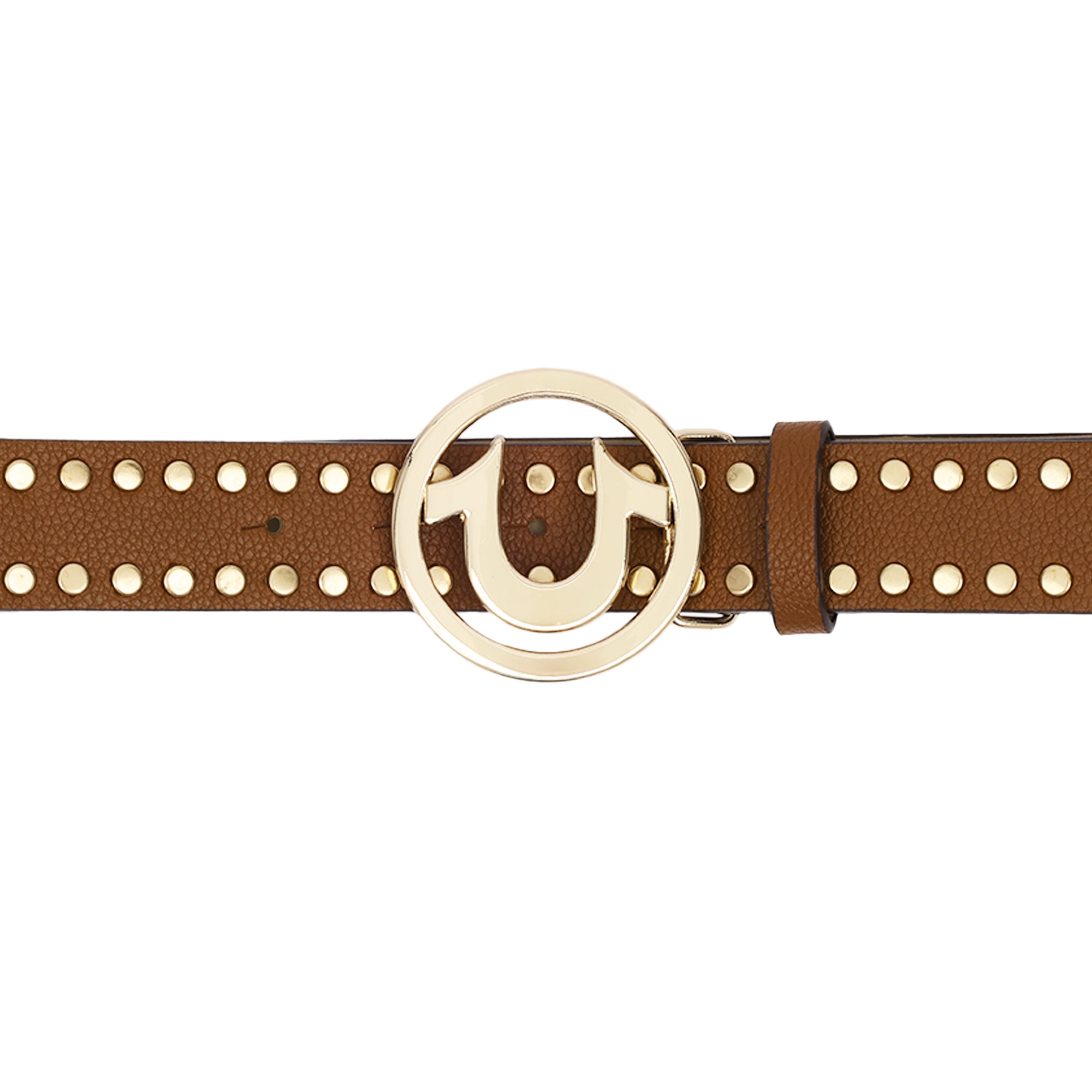 True Religion Studded Horseshoe Logo Belt – Tan