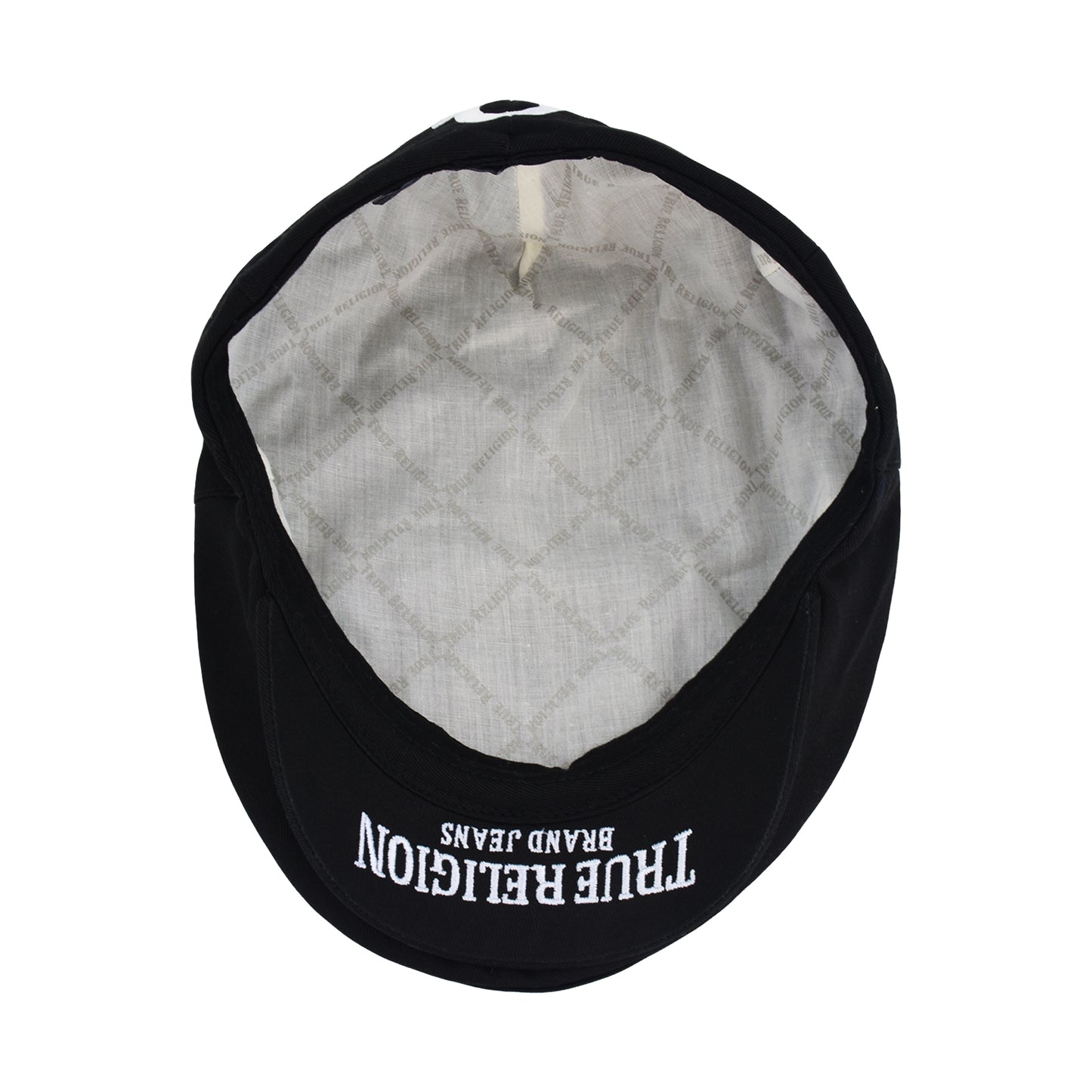 True Religion Newsboy Ivy Cap With Horseshoe Logo On Back,Black