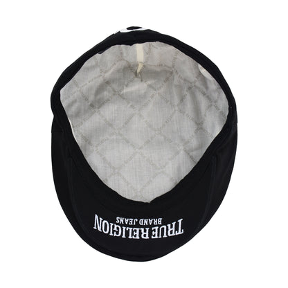 True Religion Newsboy Ivy Cap With Horseshoe Logo On Back,Black