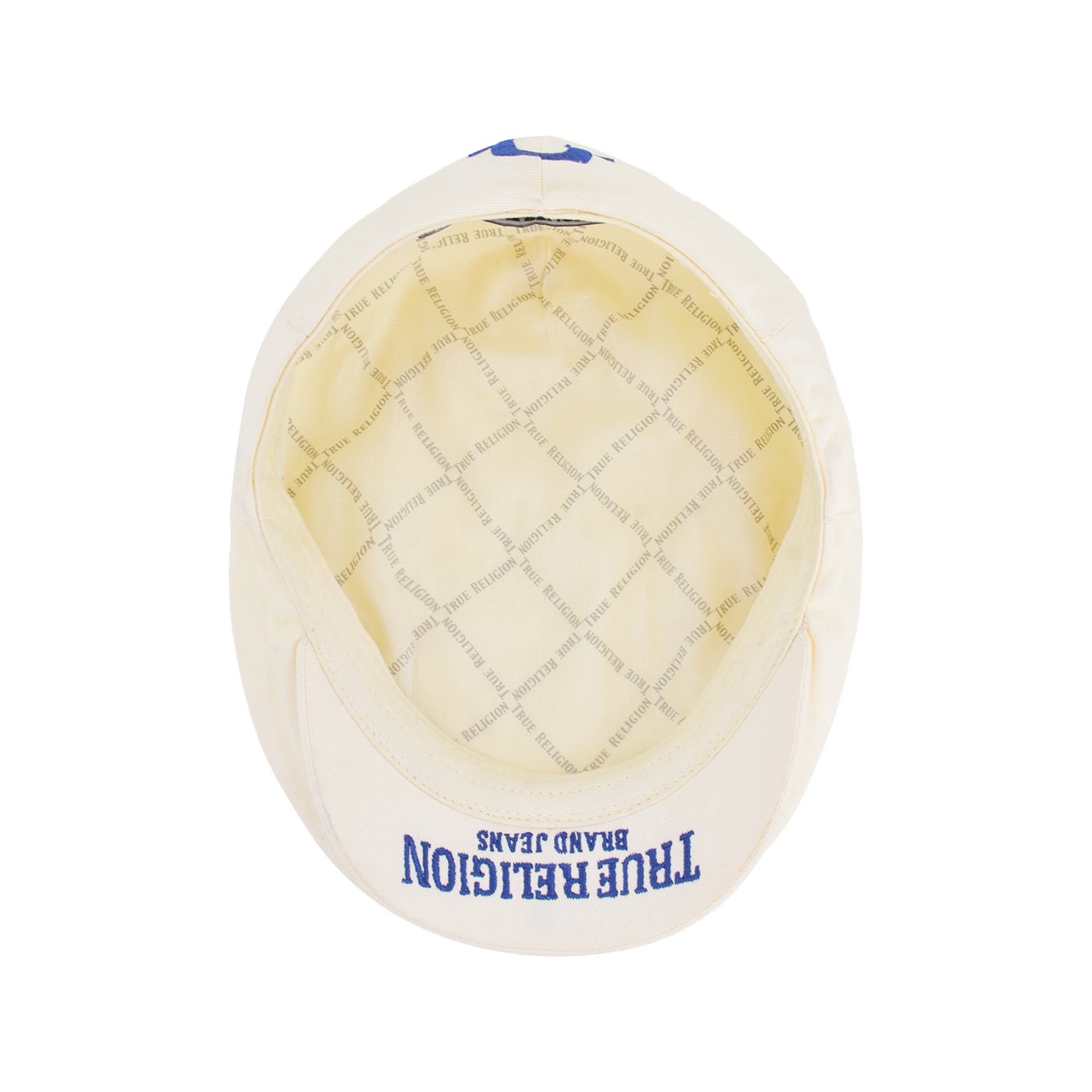 True Religion Newsboy Ivy Cap With Horseshoe Logo On Back,Off White