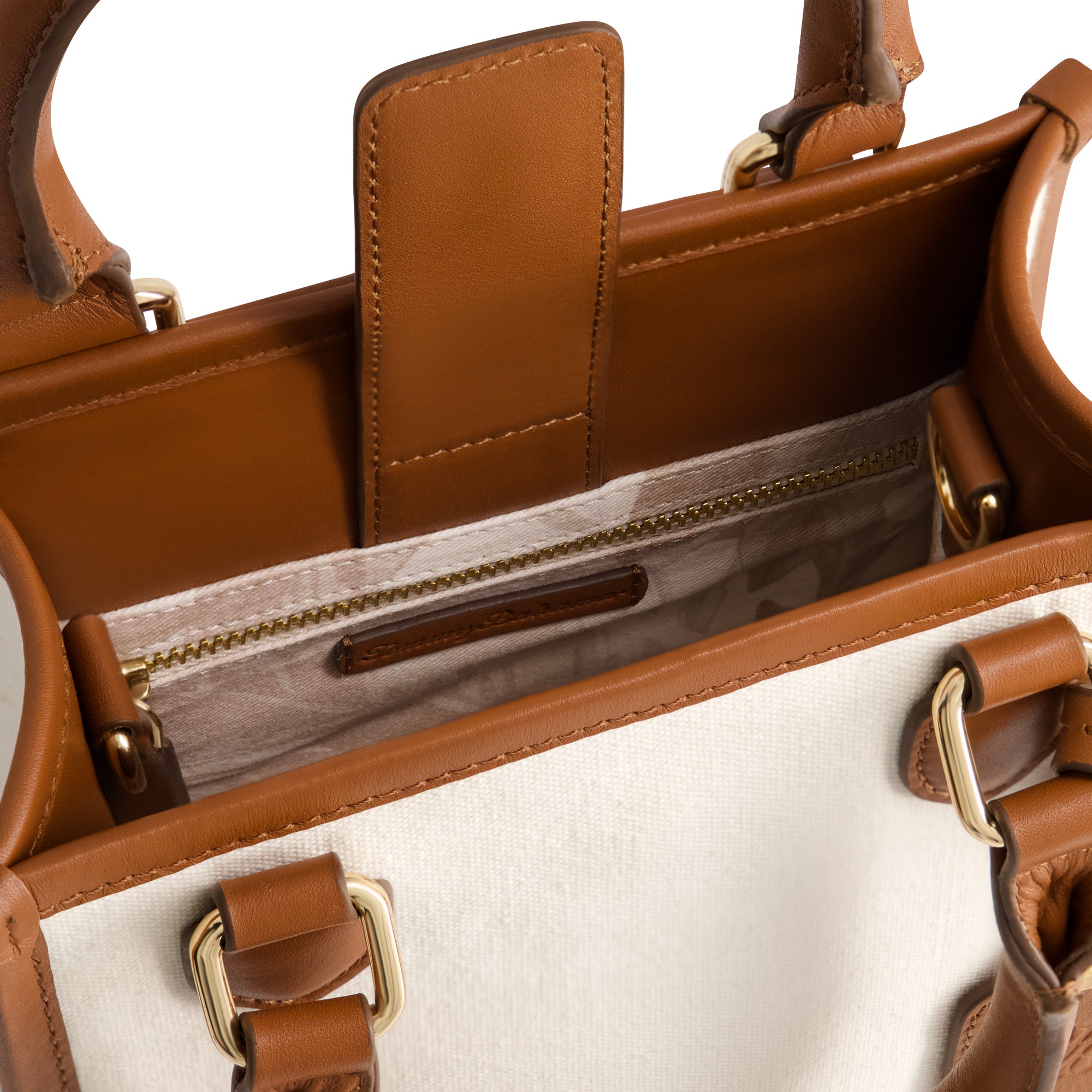 Tommy Bahama Solid Canvas North South Tote With Leather Trim, Natural