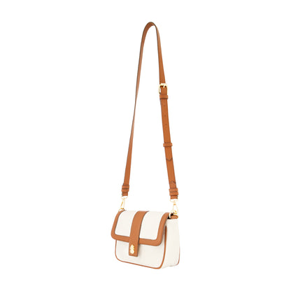 Tommy Bahama Solid Canvas Flap With Double Leather Stap. , Natural